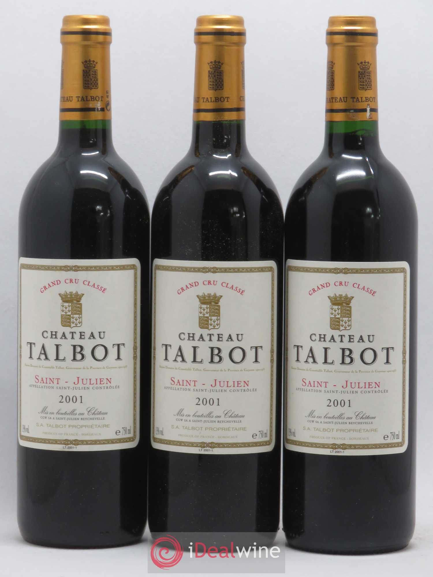 Château Talbot 4ème Grand Cru Classé 2001 - Lot de 12 bouteilles - 1