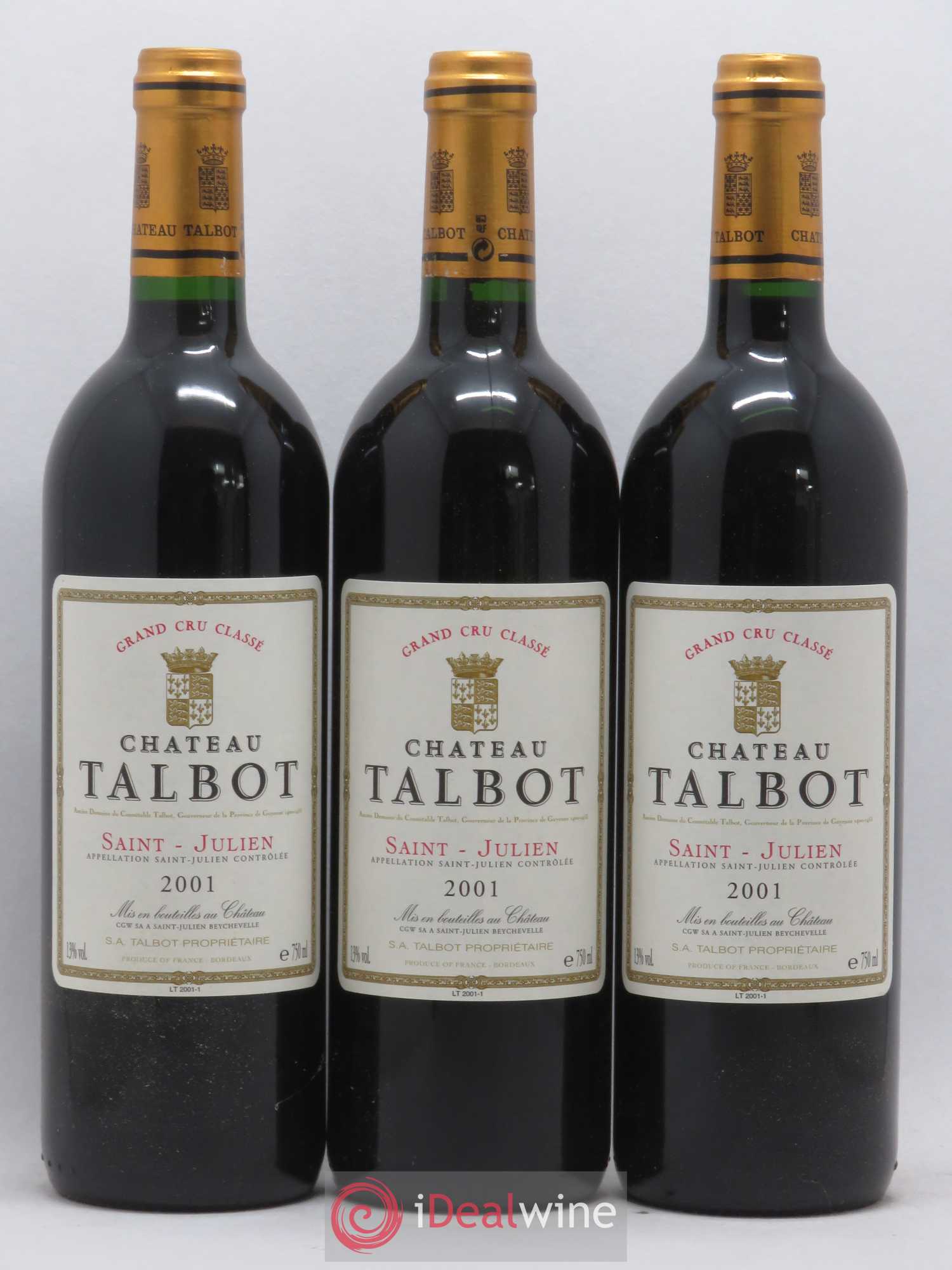 Château Talbot 4ème Grand Cru Classé 2001 - Lot de 12 bouteilles - 2
