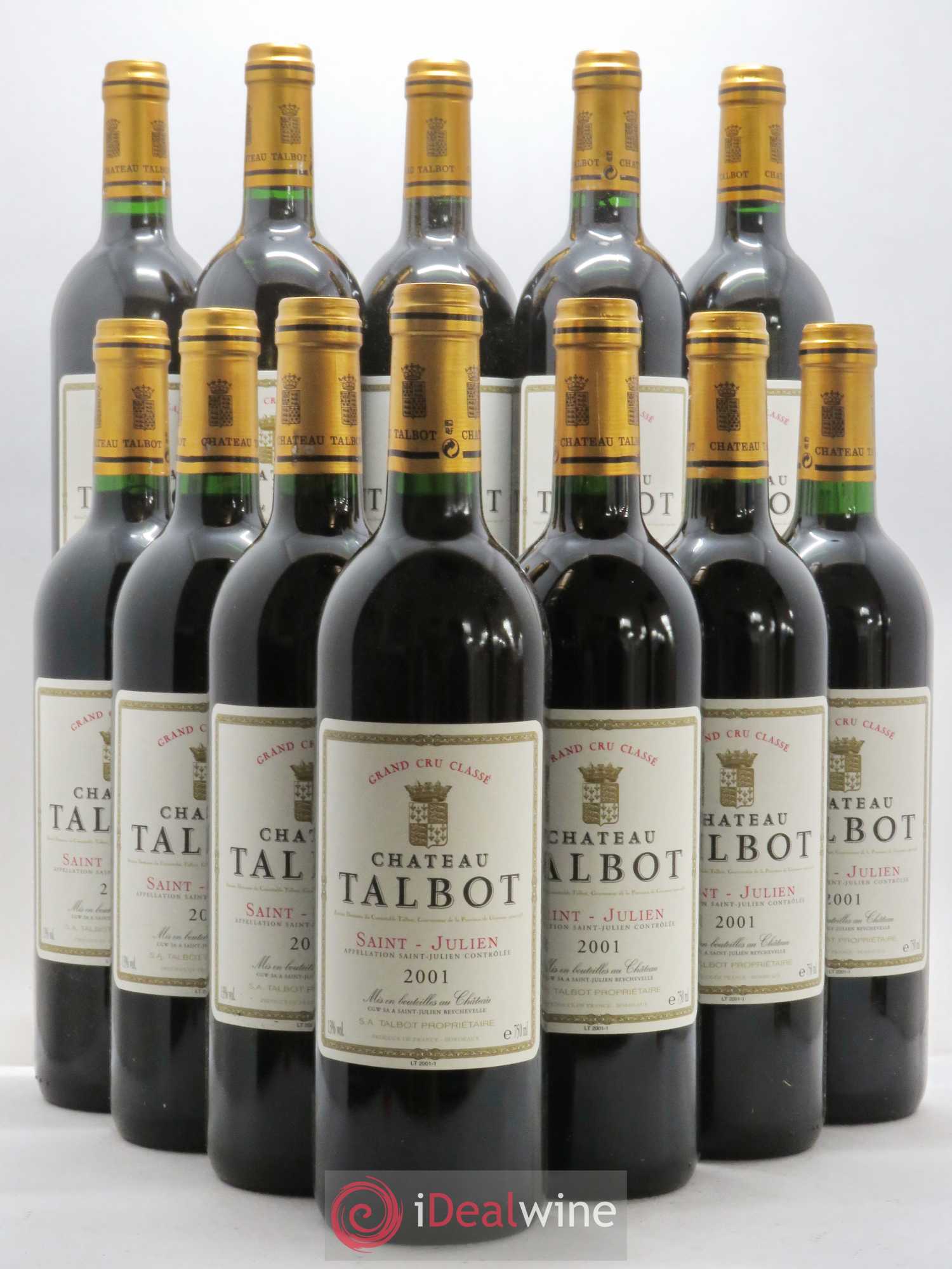 Château Talbot 4ème Grand Cru Classé 2001 - Lot de 12 bouteilles - 0