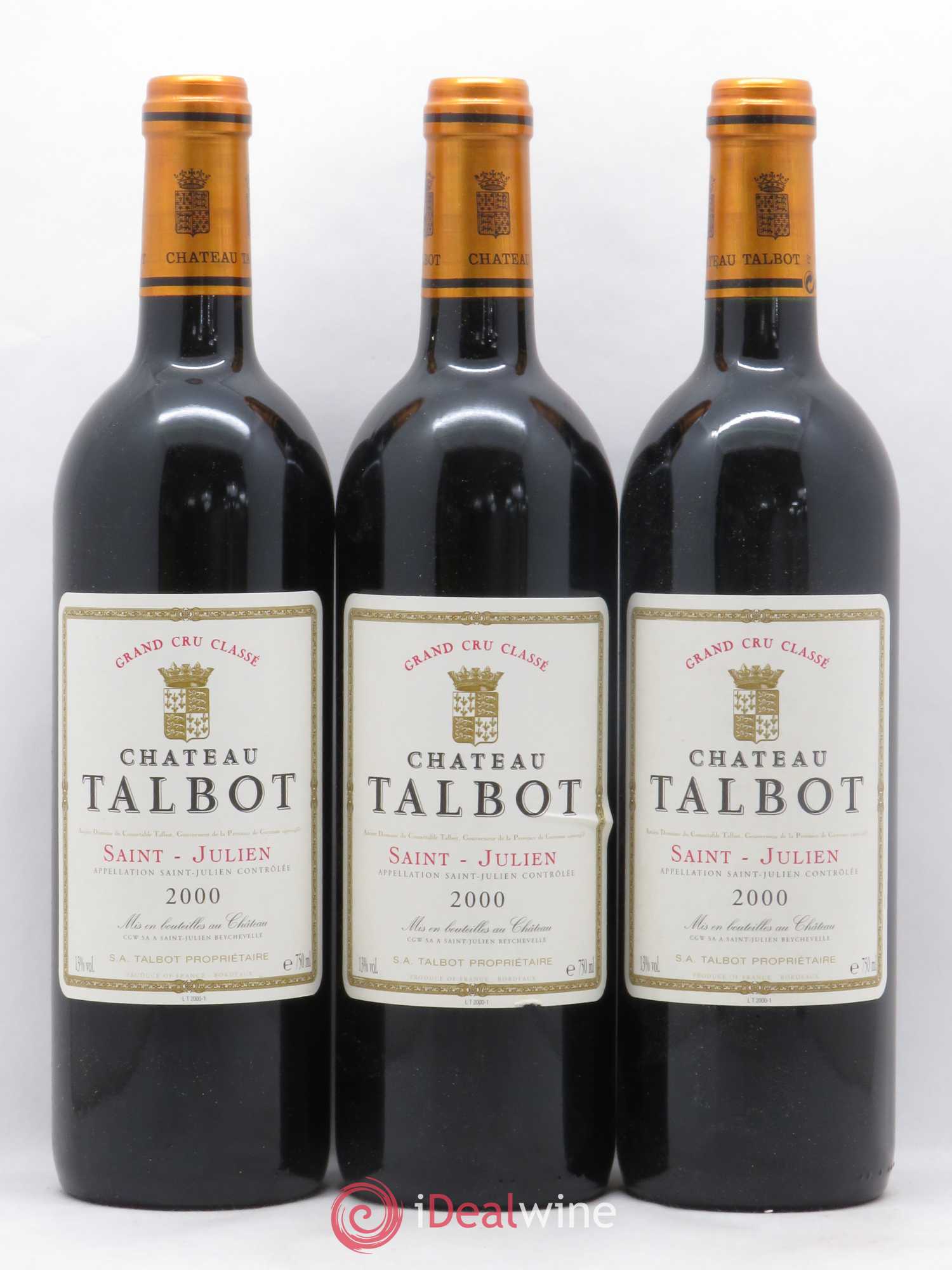 Château Talbot 4ème Grand Cru Classé 2000 - Lot de 12 bouteilles - 1
