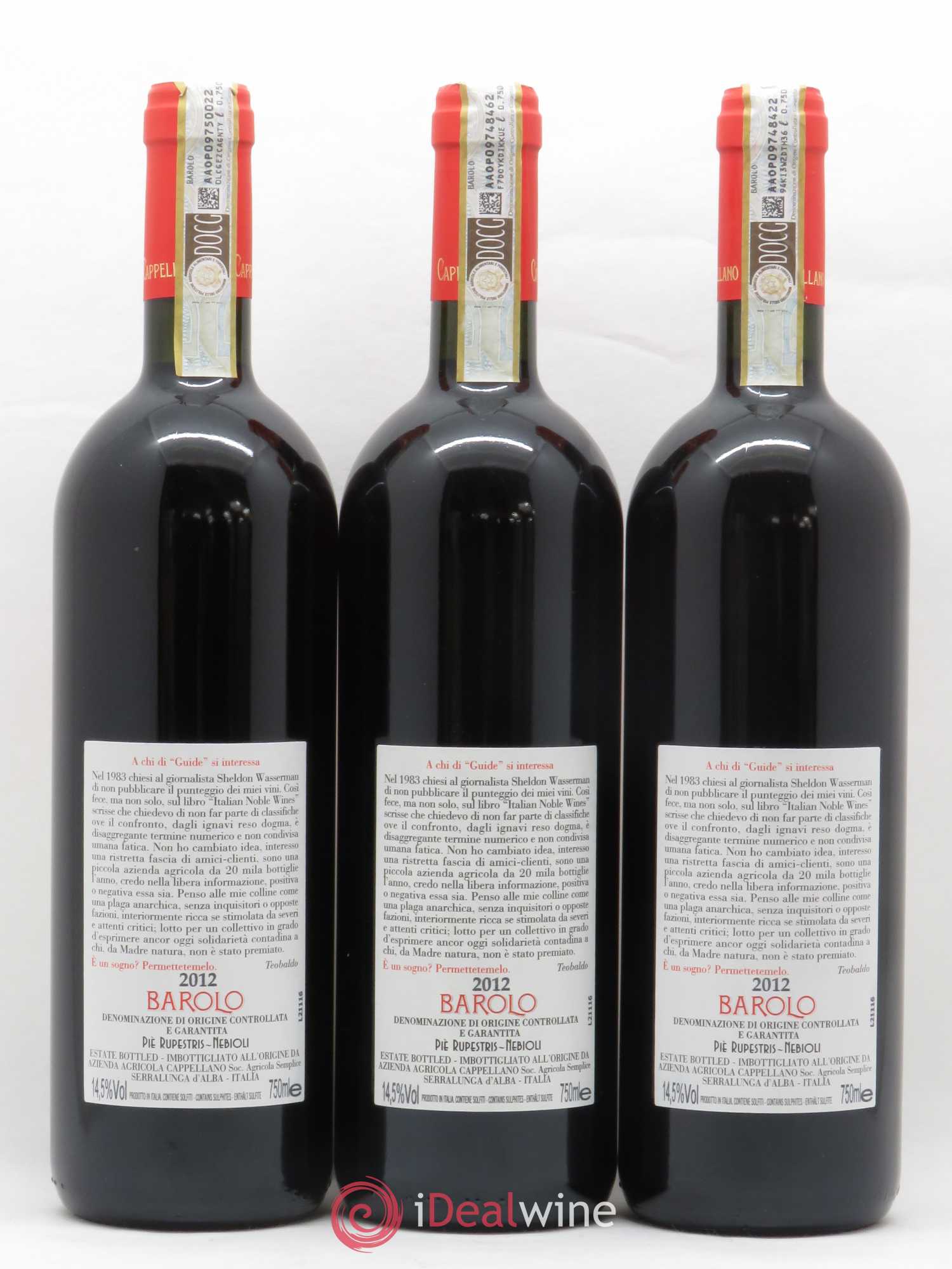 Barolo DOCG Pie Rupestris Cappellano 2012 - Lot de 6 bouteilles - 4