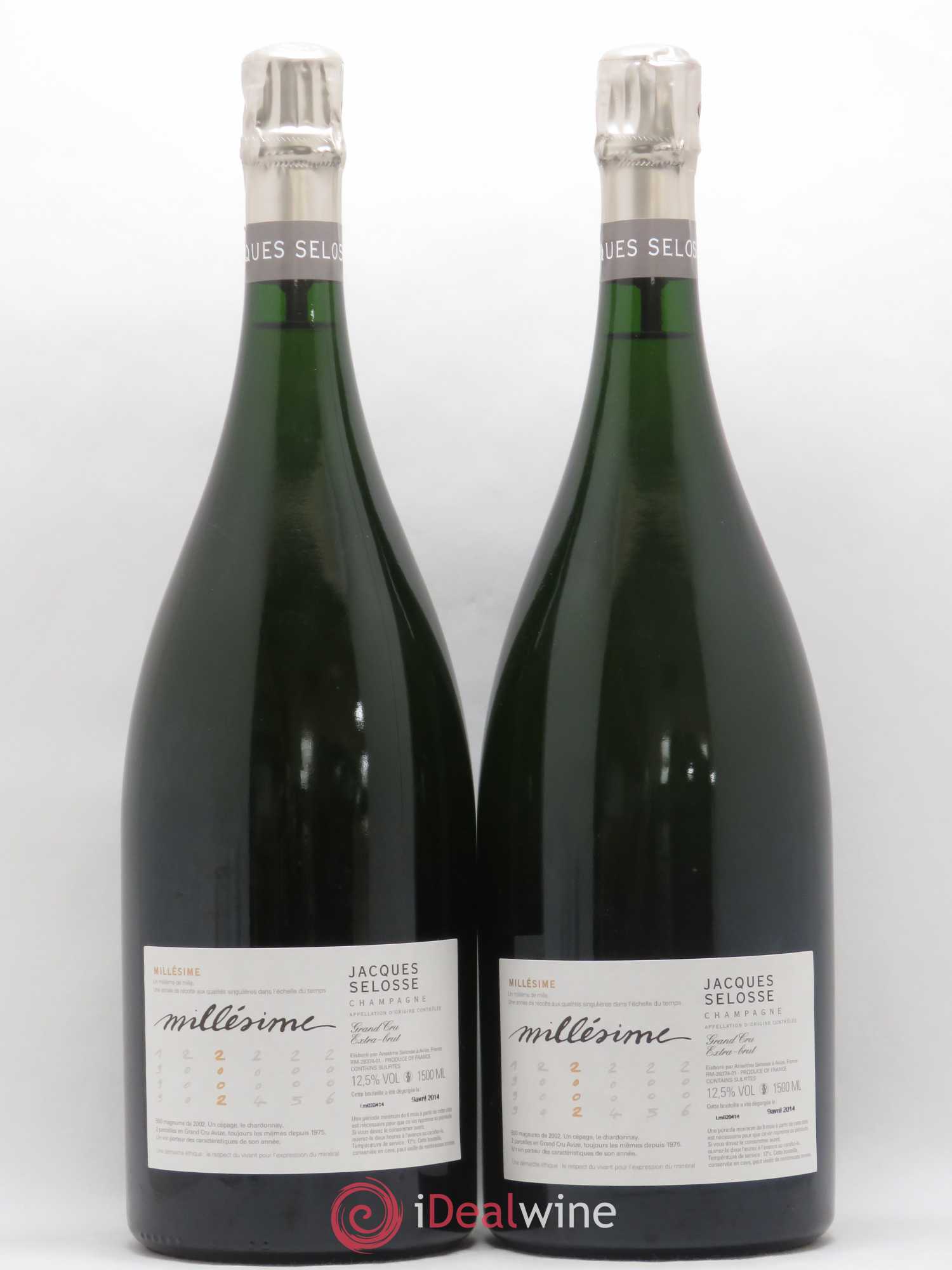 Blanc de Blancs Millésimé Jacques Selosse Extra Brut 2002 - Lot de 2 magnums - 0