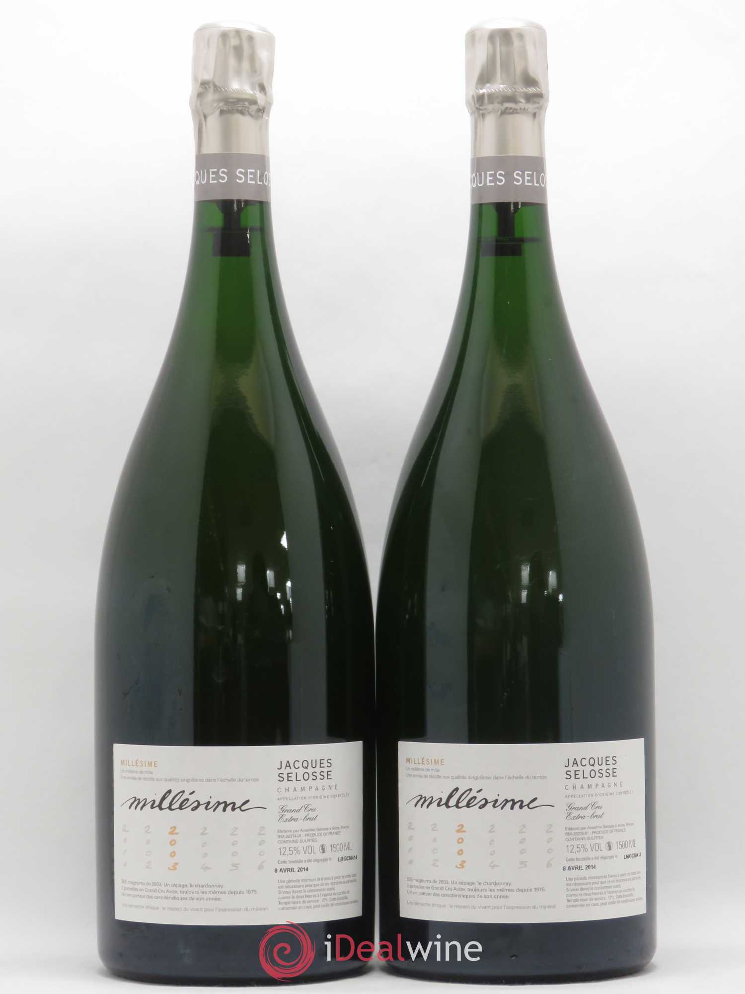 Blanc de Blancs Millésimé Jacques Selosse Extra Brut 2003 - Lot de 2 magnums - 0