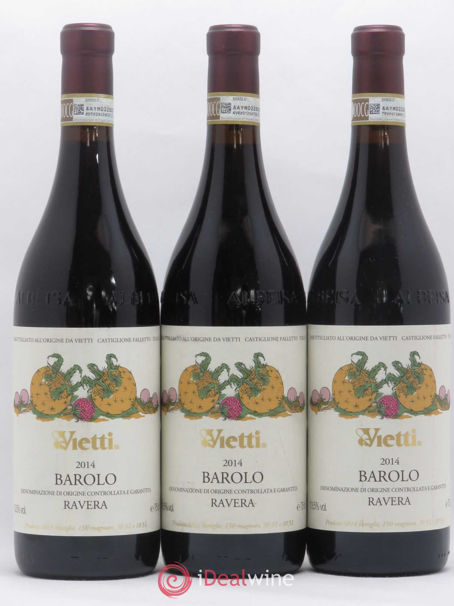 Barolo DOCG Ravera Vietti 2014 - Posten von 3 Flaschen - 0