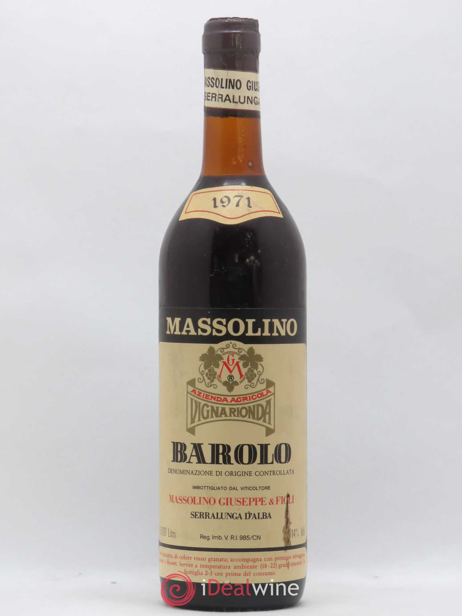 Barolo DOCG Massolino 1971 - Lot de 1 bouteille - 0