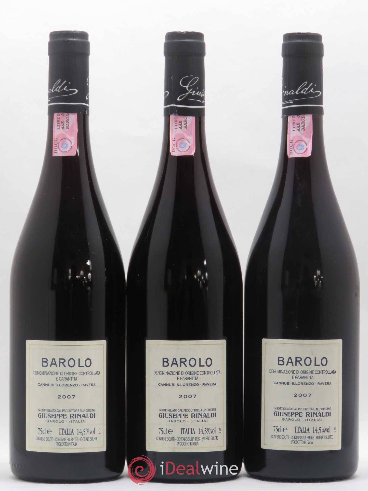 Barolo DOCG Cannubi San Lorenzo Ravera Giuseppe Rinaldi 2007 - Posten von 3 Flaschen - 1