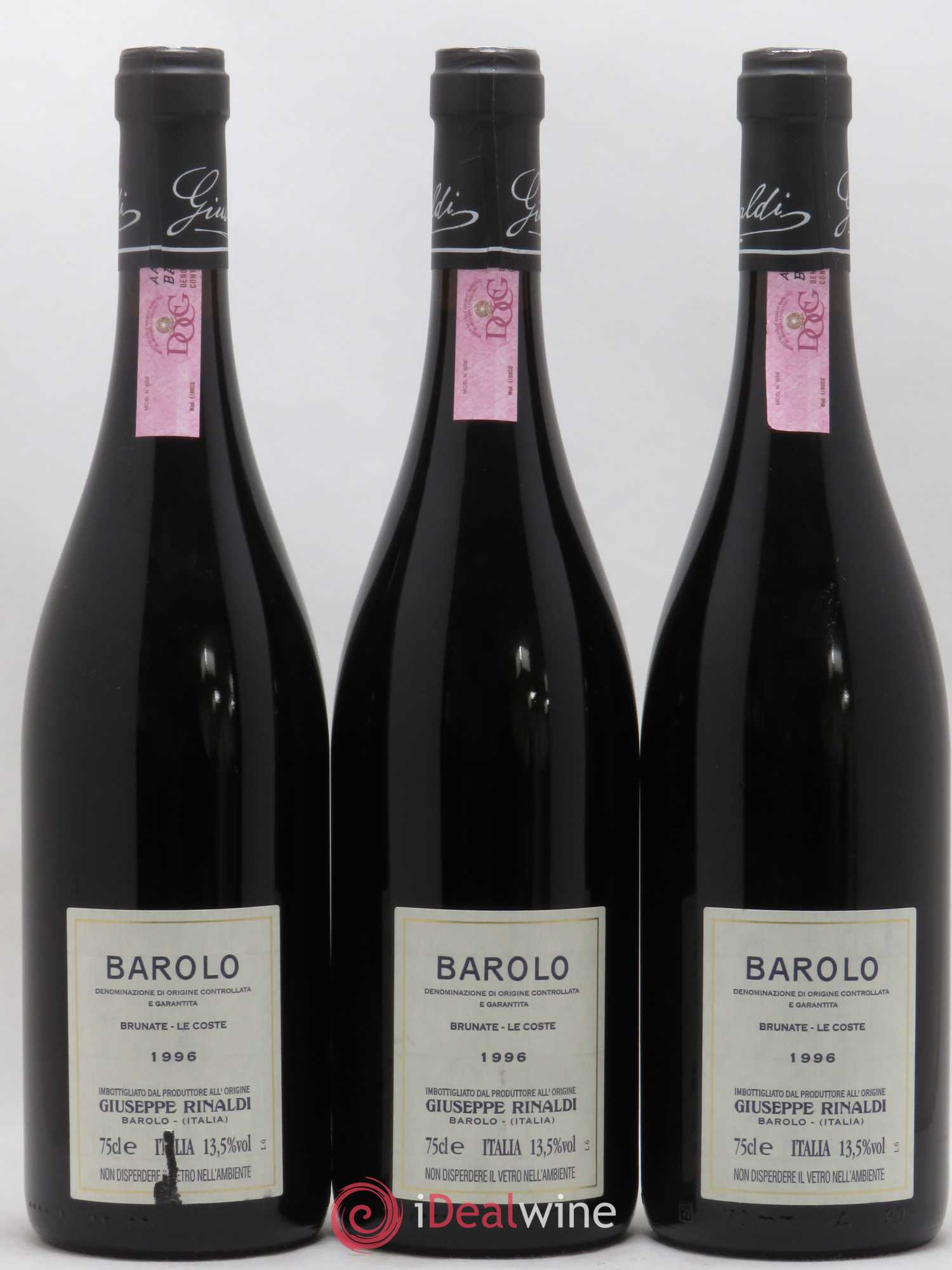 Barolo DOCG Brunate Le Coste Giuseppe Rinaldi 1996 - Lot de 3 bouteilles - 1