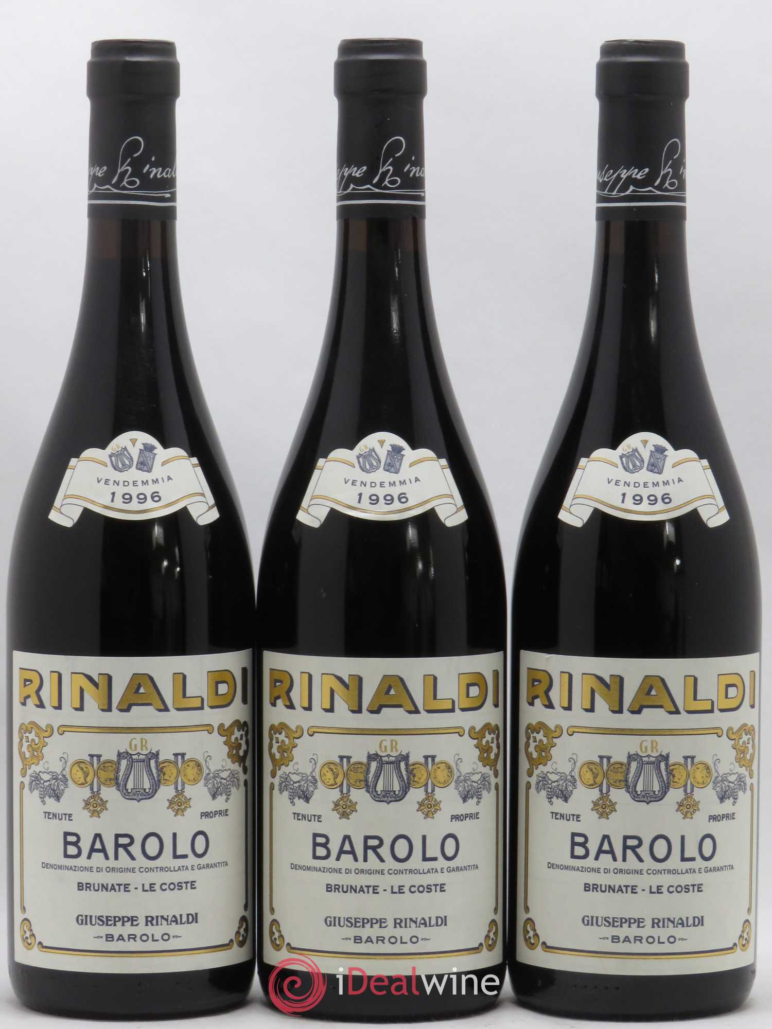 Barolo DOCG Brunate Le Coste Giuseppe Rinaldi 1996 - Lot de 3 bouteilles - 0