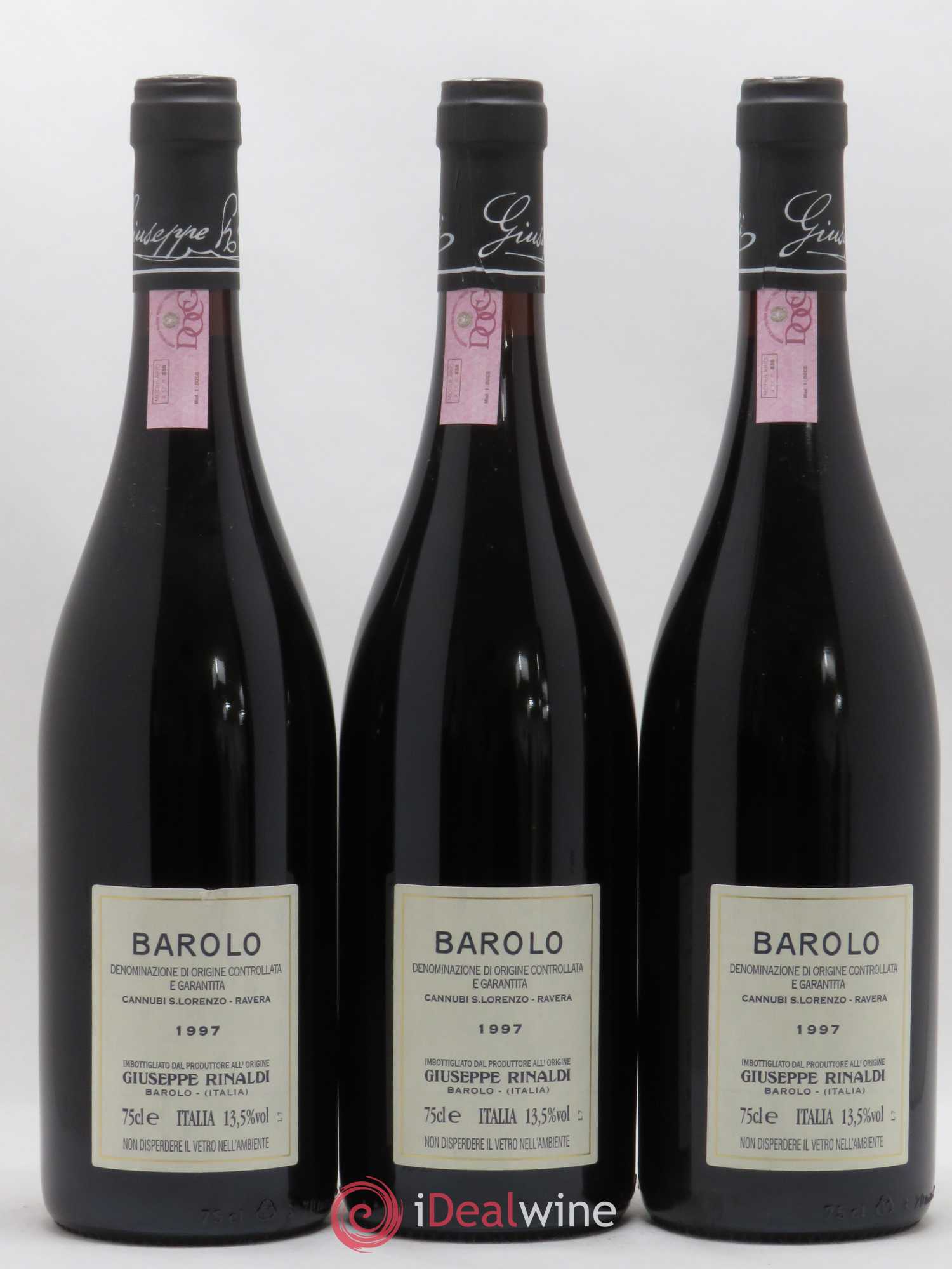 Barolo DOCG Cannubi San Lorenzo Ravera Giuseppe Rinaldi 1997 - Lot of 3 bottles - 1