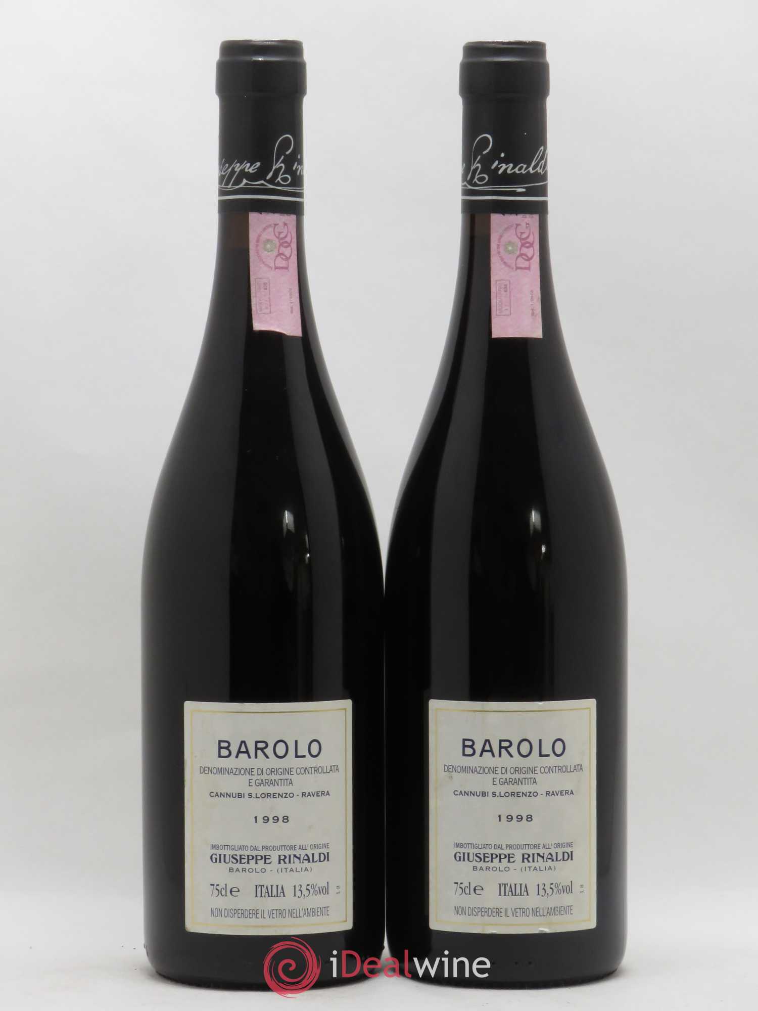 Barolo DOCG Cannubi San Lorenzo Ravera Giuseppe Rinaldi 1998 - Lot of 2 bottles - 1