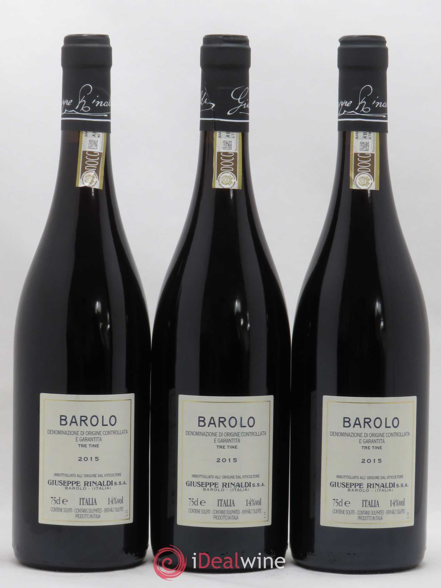 Barolo DOCG Tre Tine Giuseppe Rinaldi 2015 - Lot de 3 bouteilles - 1