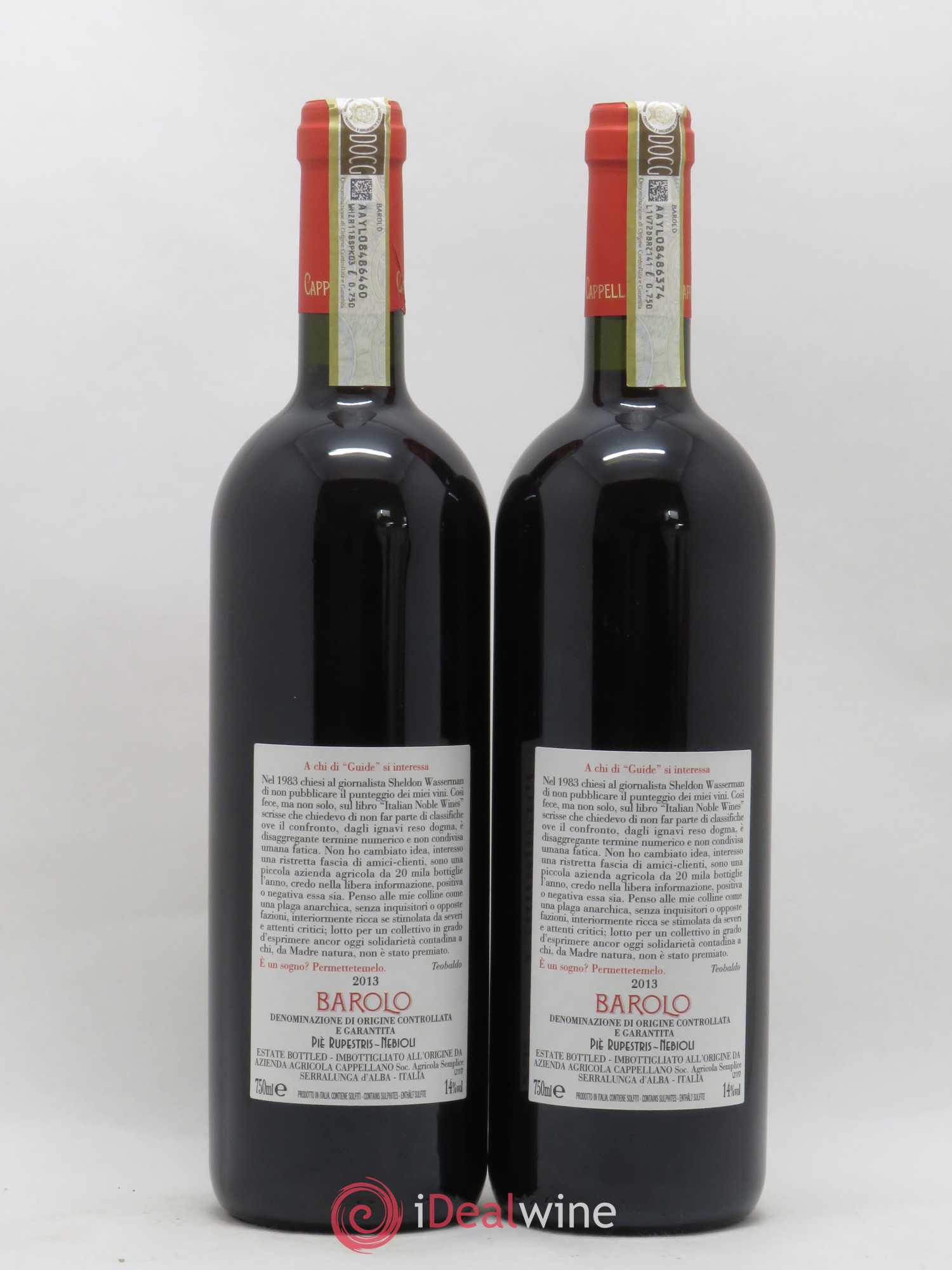 Barolo DOCG Pie Rupestris Cappellano 2013 - Posten von 2 Flaschen - 1