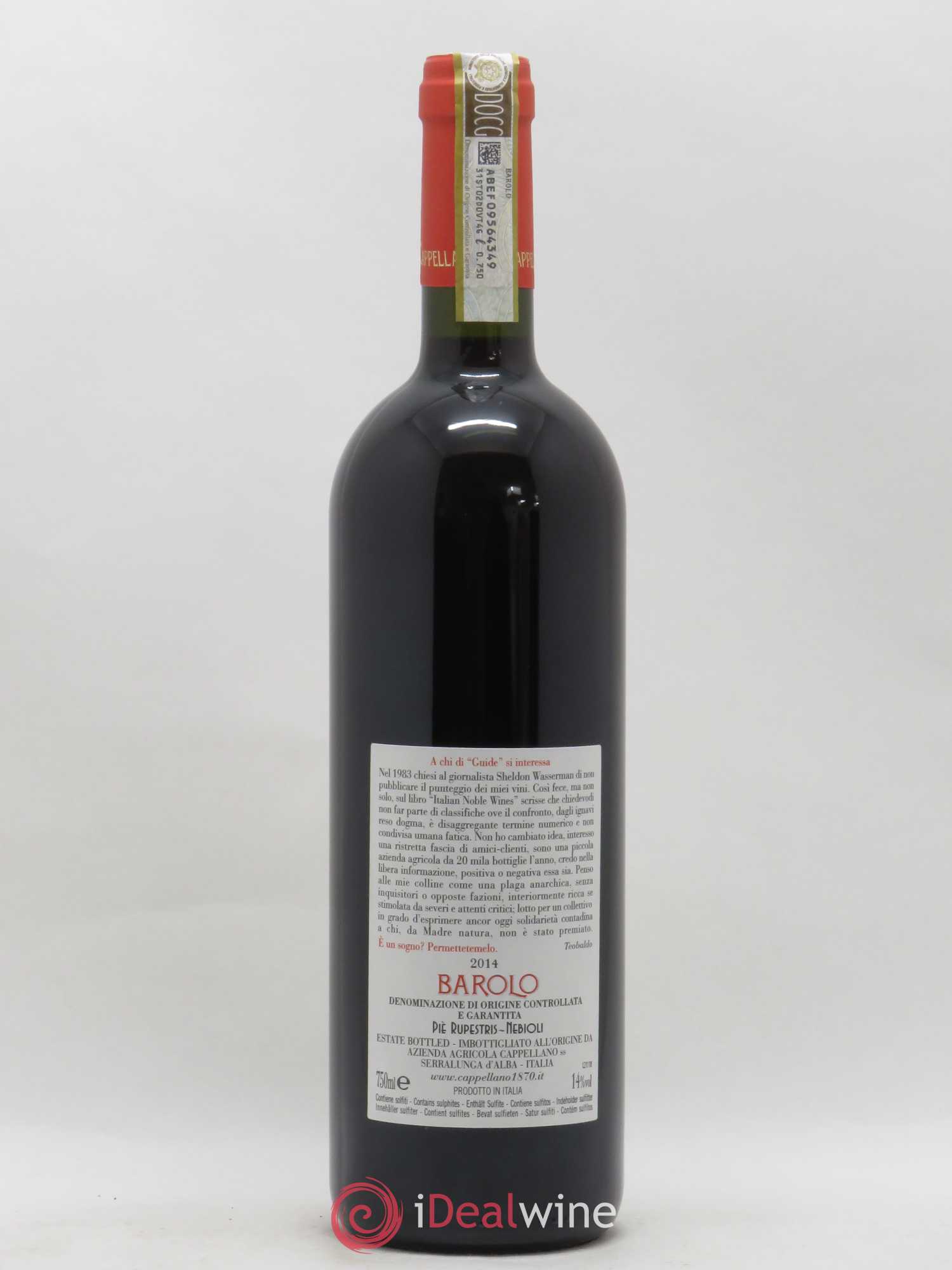 Barolo DOCG Pie Rupestris Cappellano 2014 - Posten von 1 Flasche - 1