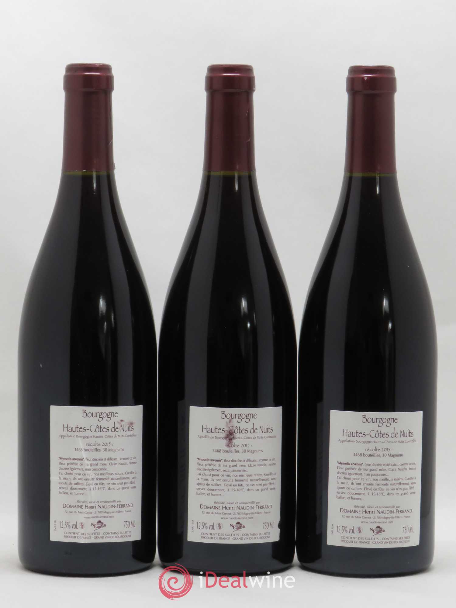 Hautes-Côtes de Nuits Myosotis Arvensis Naudin-Ferrand (Domaine) 2015 - Lot de 3 bouteilles - 1
