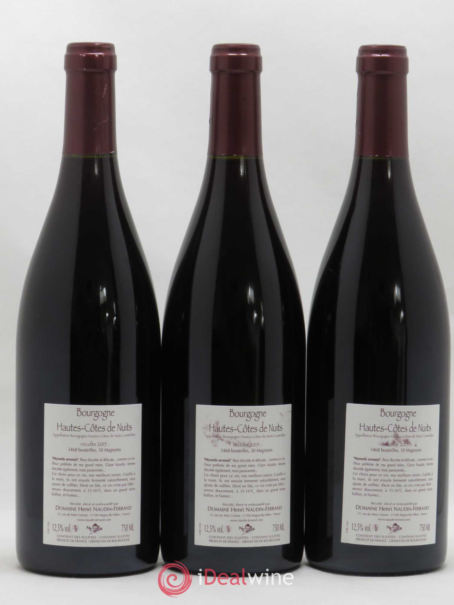 Hautes-Côtes de Nuits Myosotis Arvensis Naudin-Ferrand (Domaine) 2015 - Lotto di 3 bottiglie - 1