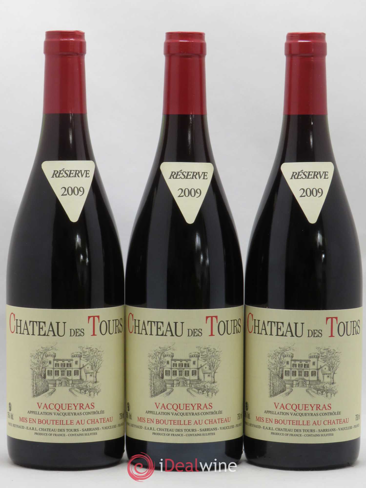 Vacqueyras Château des Tours Emmanuel Reynaud 2009 - Lot de 3 bouteilles - 0