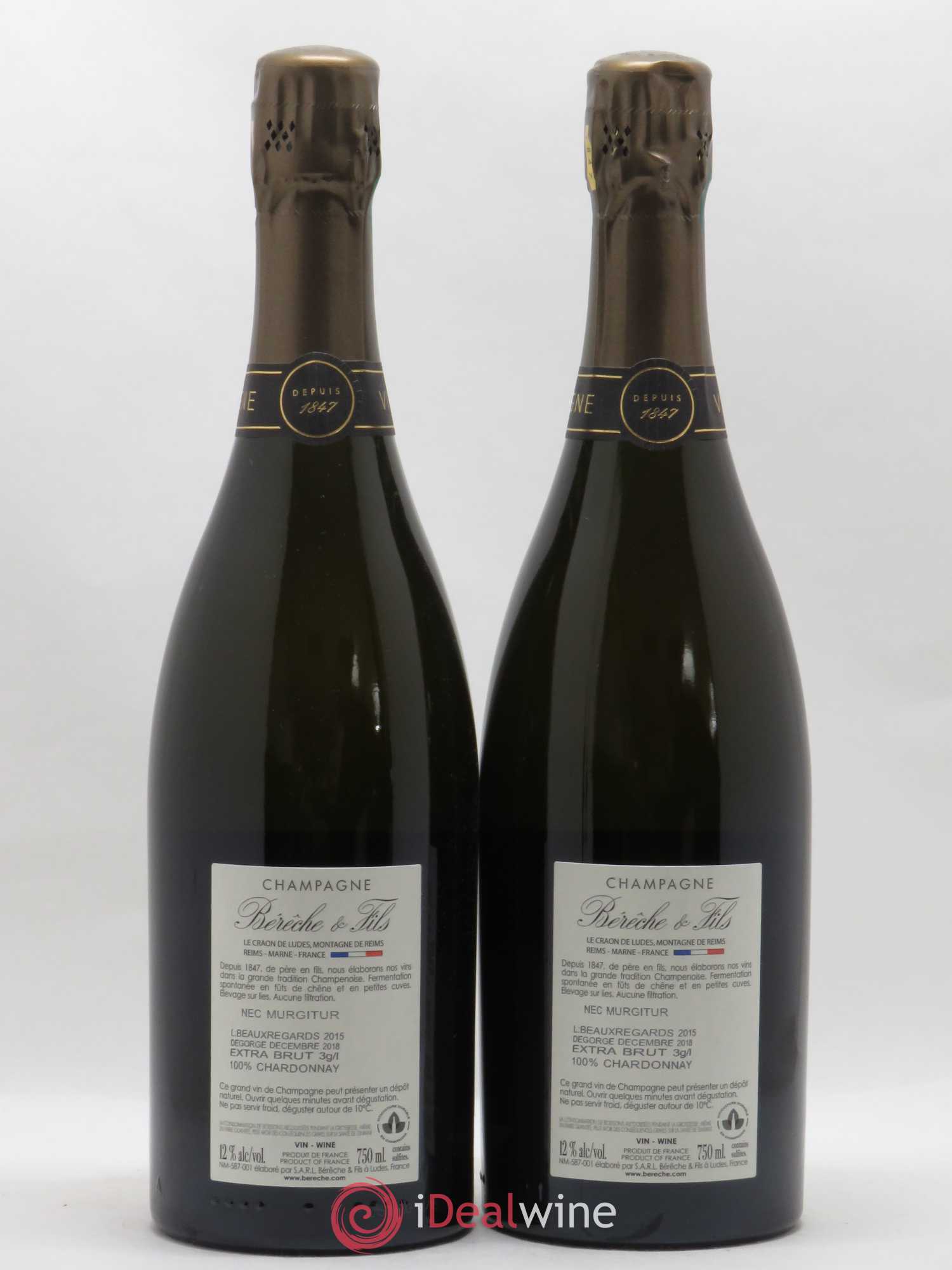 Les Beaux Regards Extra-Brut Bérêche et Fils 2015 - Lot of 2 bottles - 1
