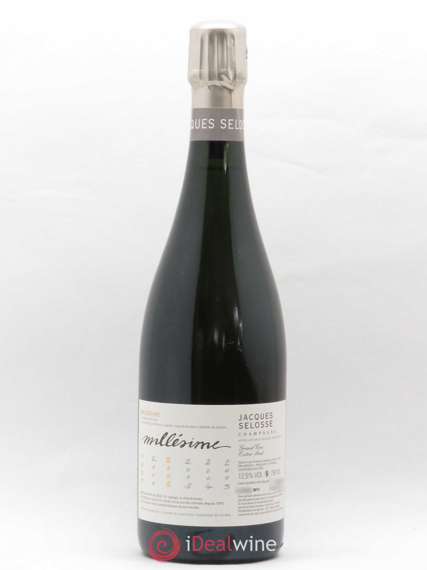 Blanc de Blancs Millésimé Jacques Selosse Extra Brut 2002 - Lot de 1 bouteille - 0