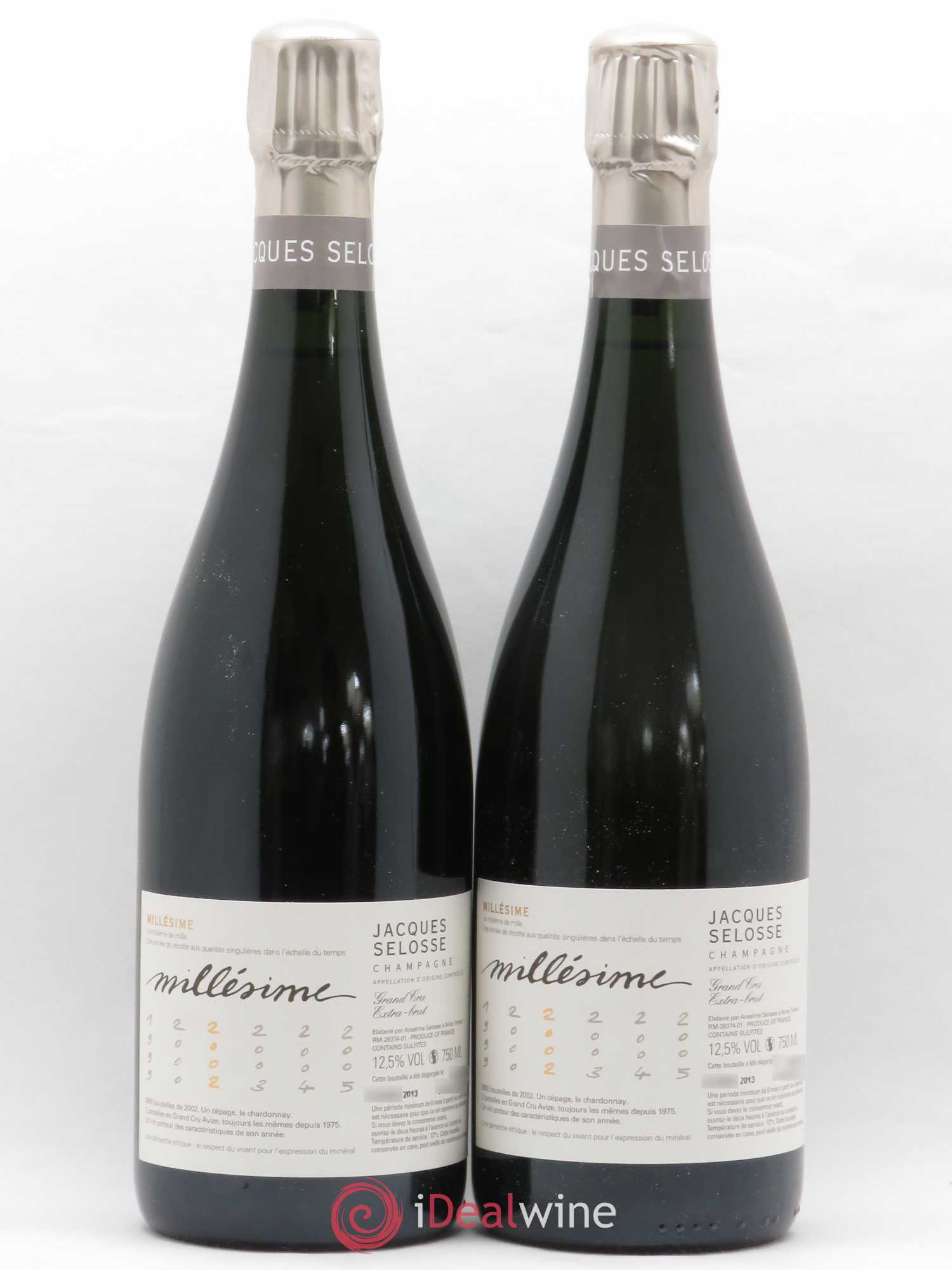 Blanc de Blancs Millésimé Jacques Selosse Extra Brut 2002 - Lot de 2 bouteilles - 0