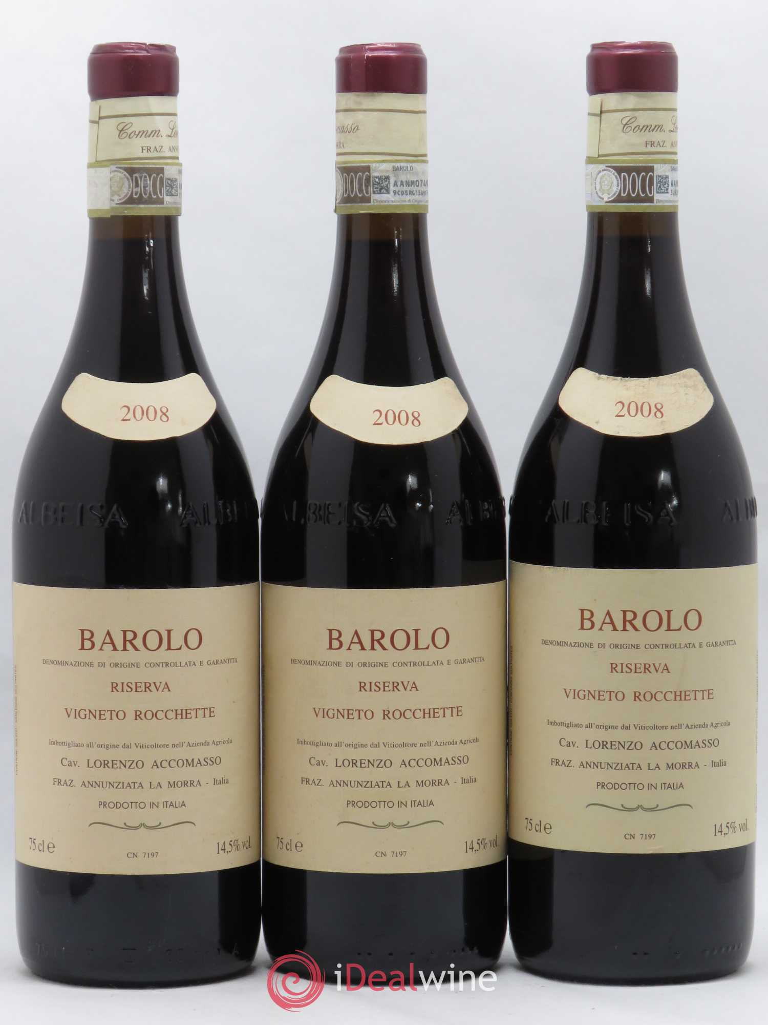 Barolo DOCG Riserva Vigneto Rocchette Lorenzo Accomasso riserva 2008 - Posten von 3 Flaschen - 0