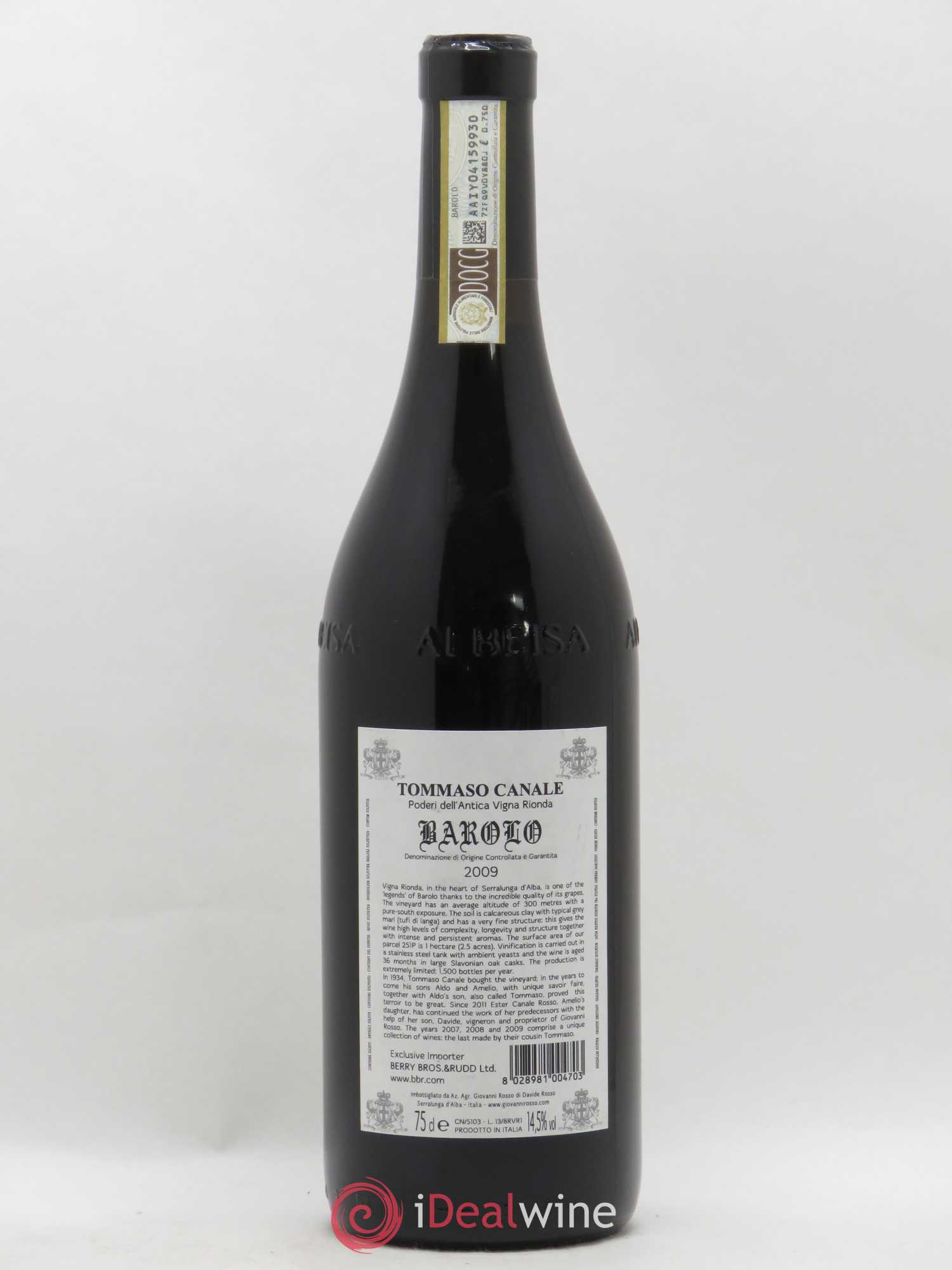 Barolo Vigna Rionda Tommaso Canale 2009 - Lot de 1 bouteille - 1