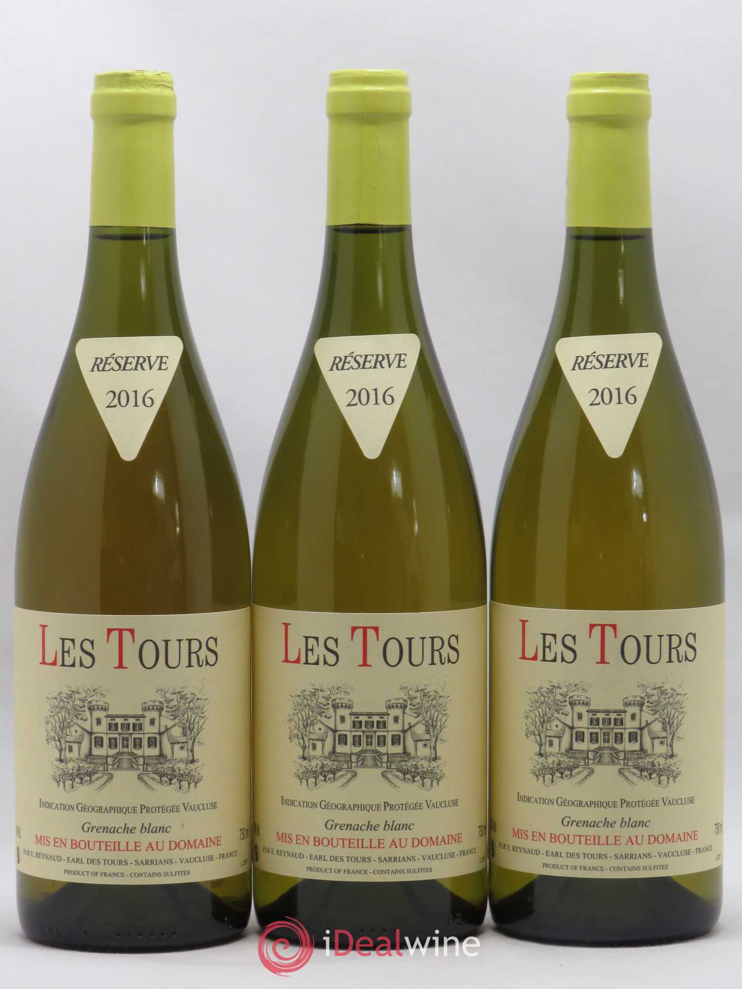 Vaucluse (Vin de Pays de Vaucluse) Les Tours Grenache Blanc Emmanuel Reynaud 2016 - Lot de 3 bouteilles - 0