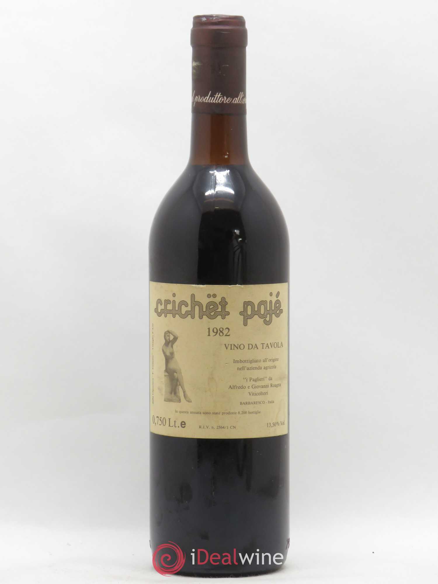 Italie Vino da Tavola Crichet Pajé Roagna 1982 - Posten von 1 Flasche - 0