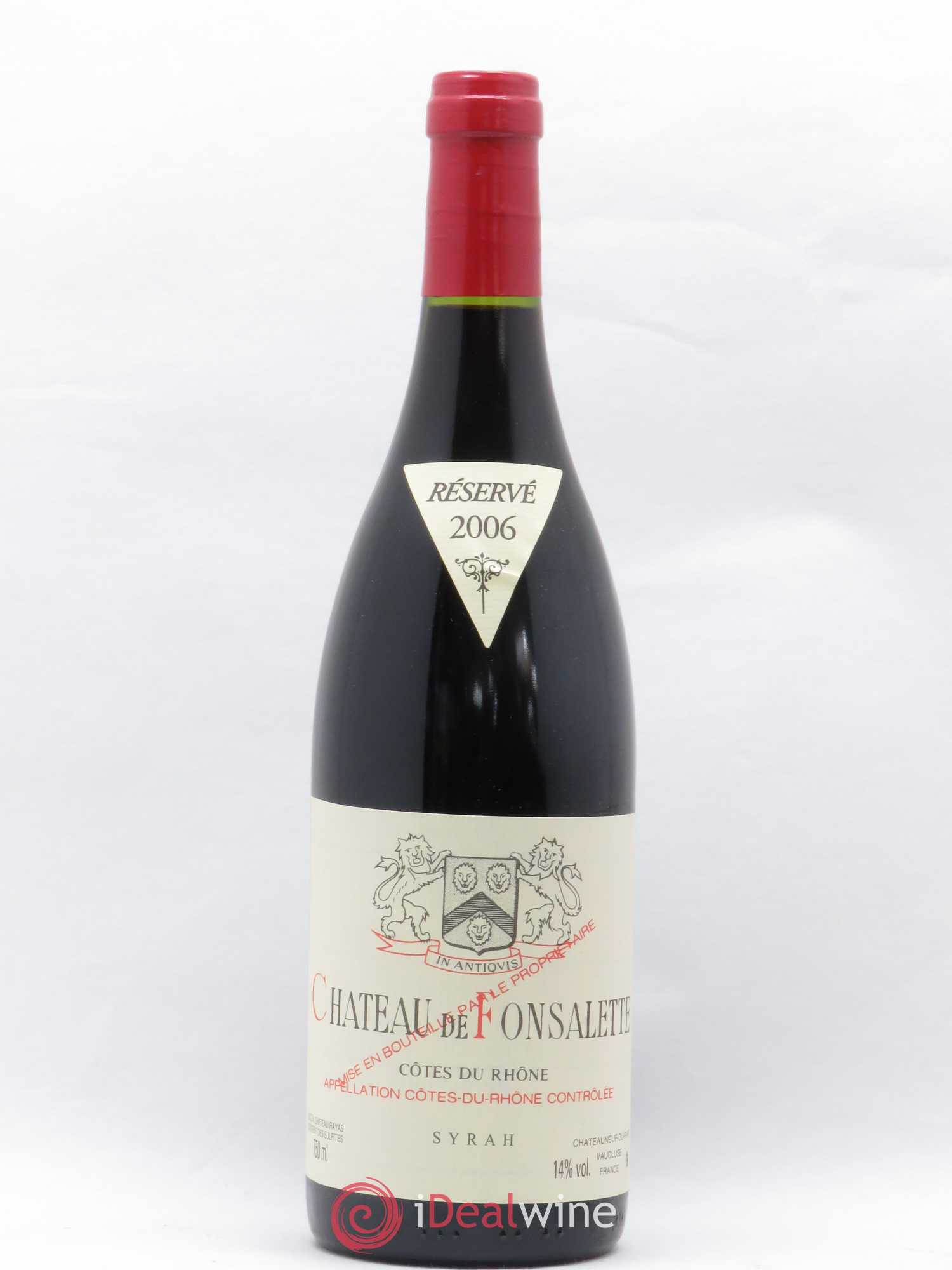 Côtes-du-Rhône Cuvée Syrah Château de Fonsalette 2006 - Lot de 1 bouteille - 0