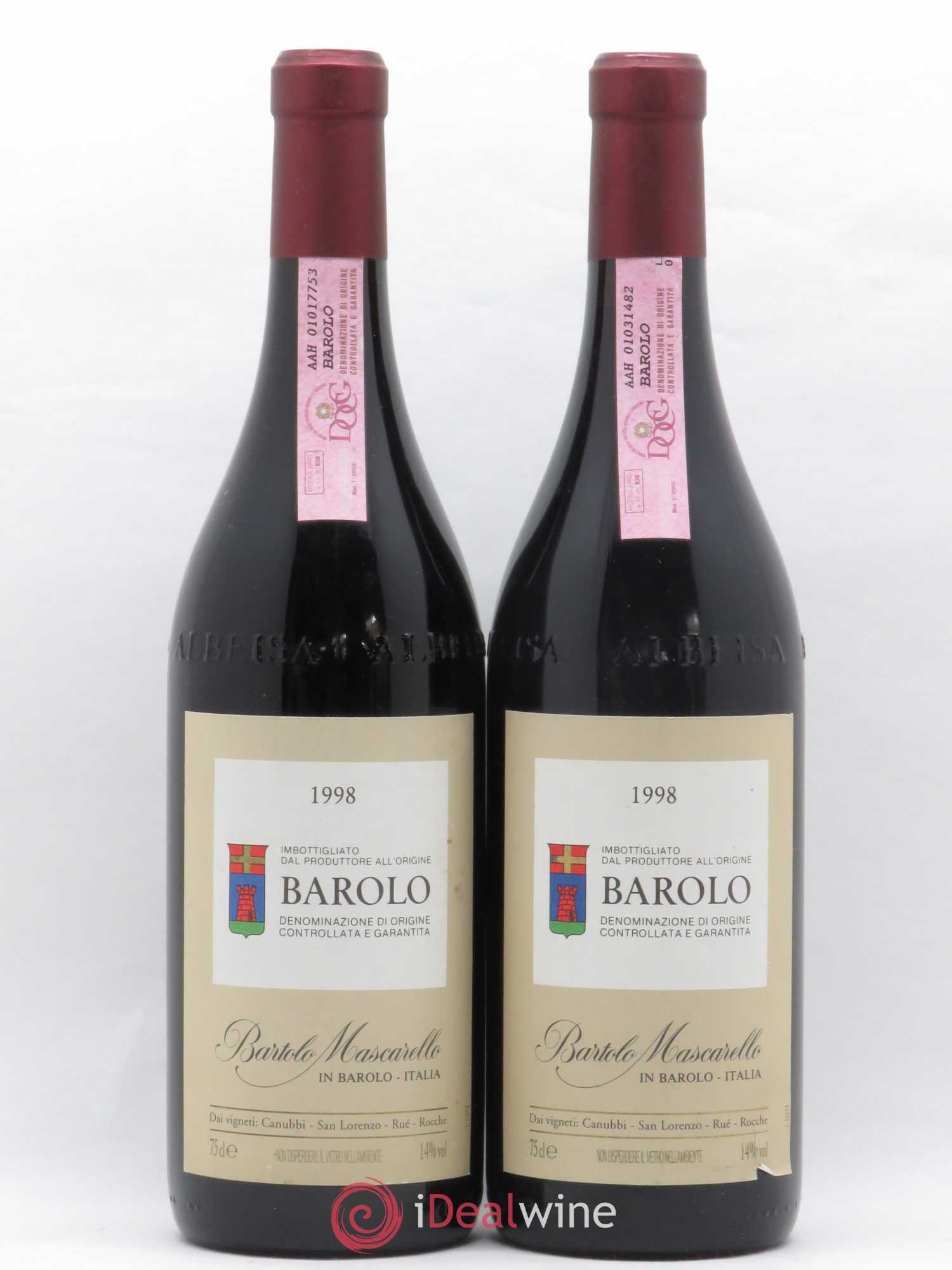 Barolo DOCG Bartolo Mascarello 1998 - Lot de 2 bouteilles - 0