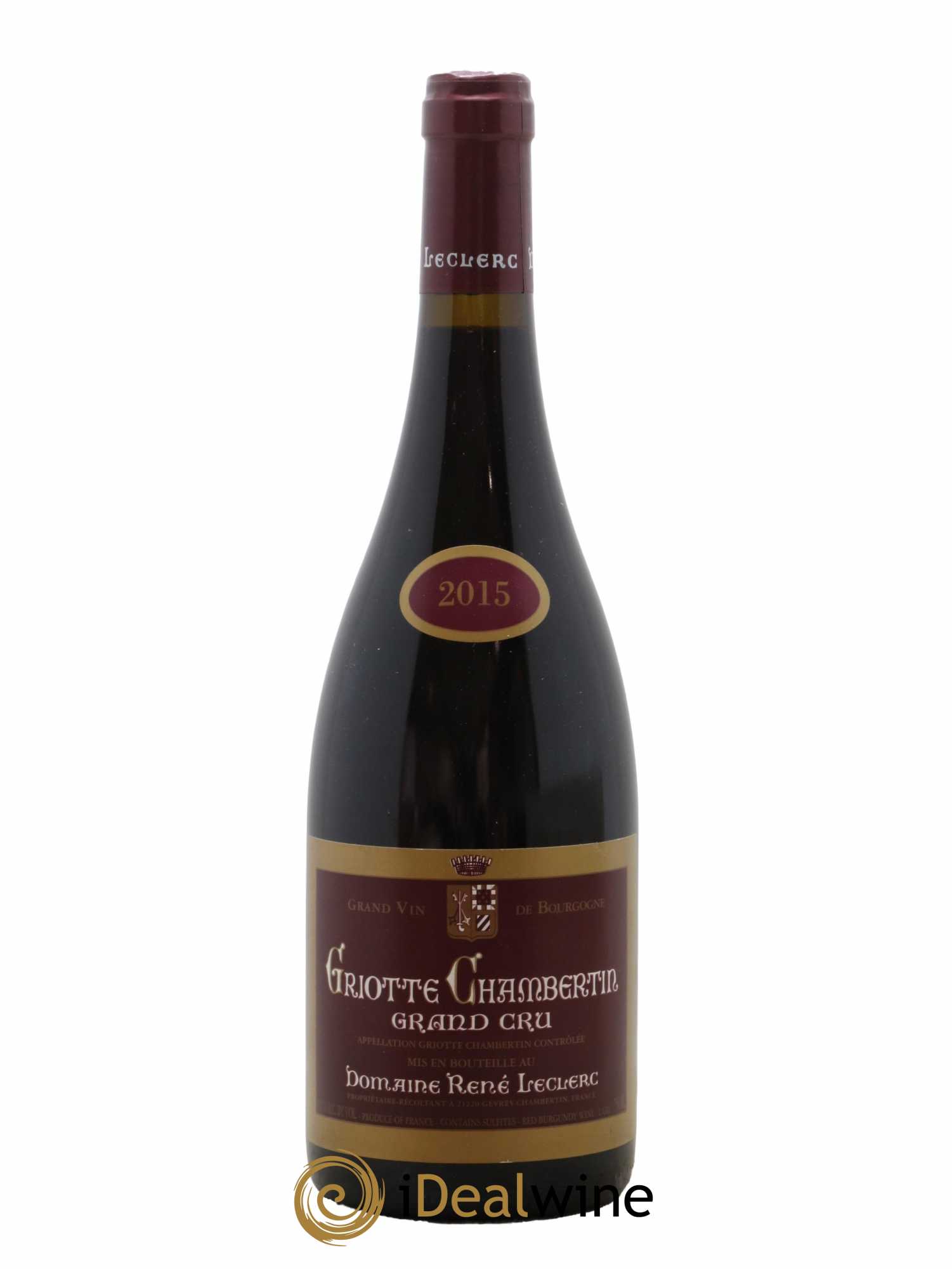 Griotte-Chambertin Grand Cru René Leclerc 2015 - Lot de 1 bouteille - 0