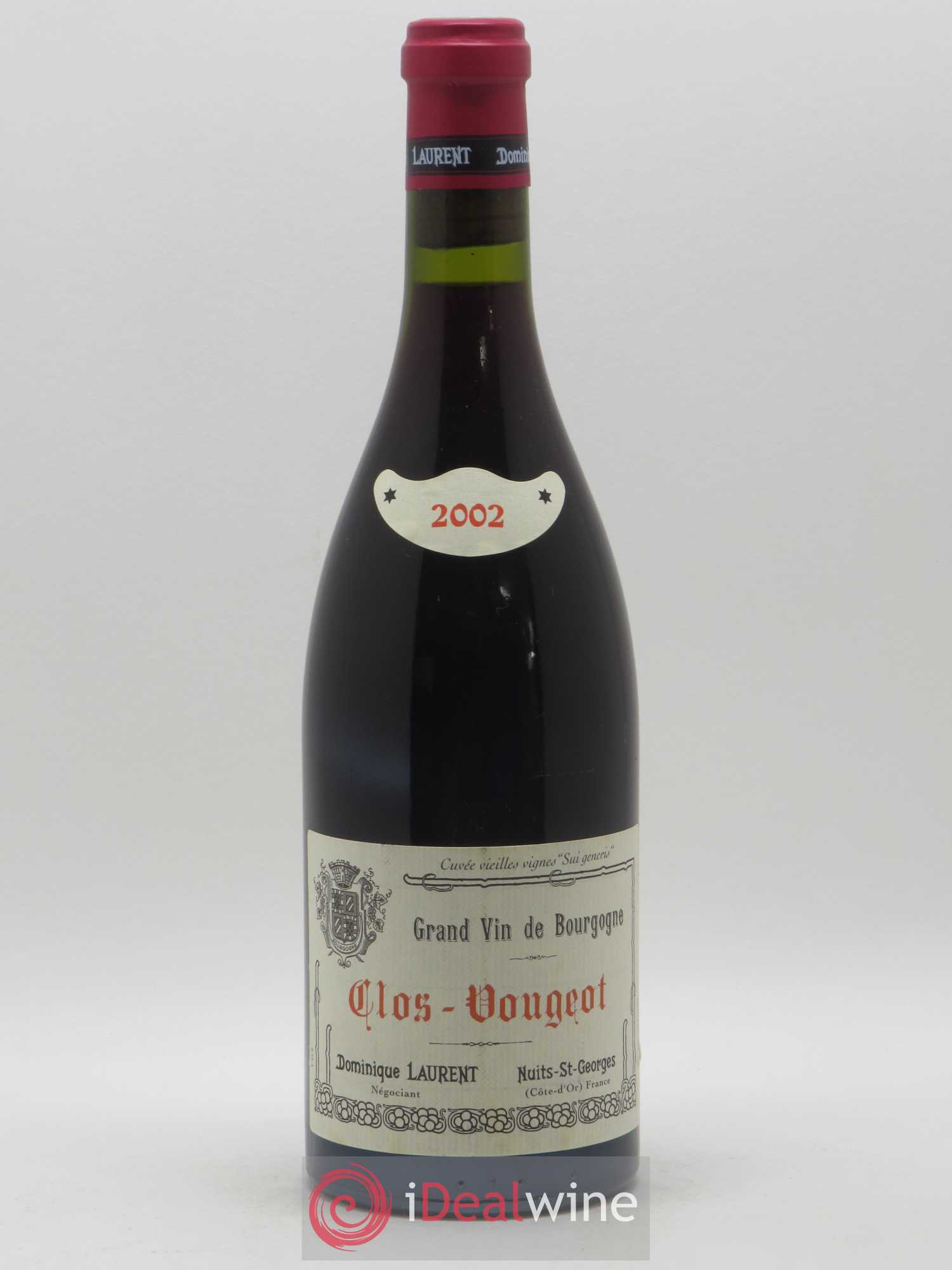 Clos de Vougeot Grand Cru Vieilles vignes Sui Generis Dominique Laurent 2002 - Lot de 1 bouteille - 0