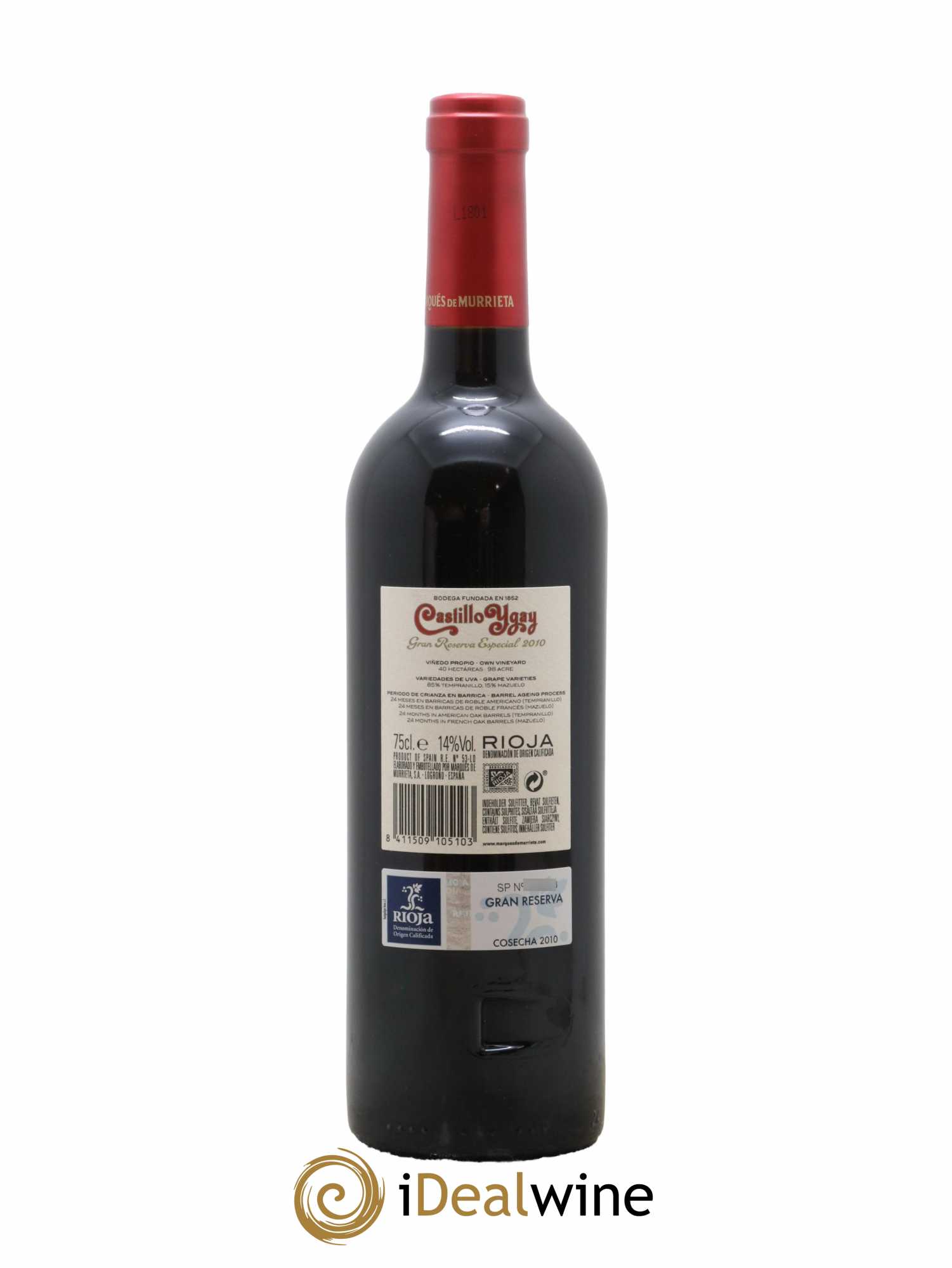 Rioja DOCA Castillo Ygay Reserva Especial Marqués de Murrieta 2010 - Lot de 1 bouteille - 1