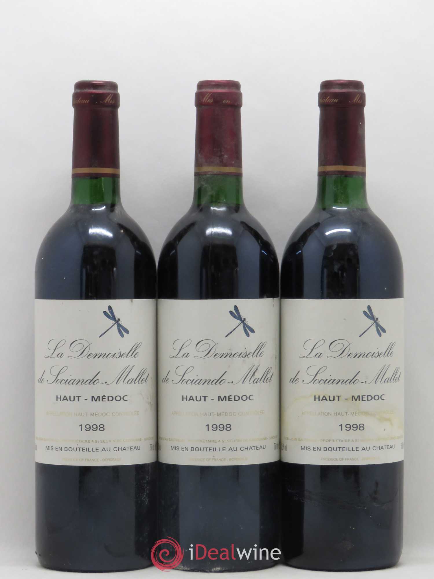 Demoiselle de Sociando Mallet Second Vin 1998 - Lot de 3 bouteilles - 0