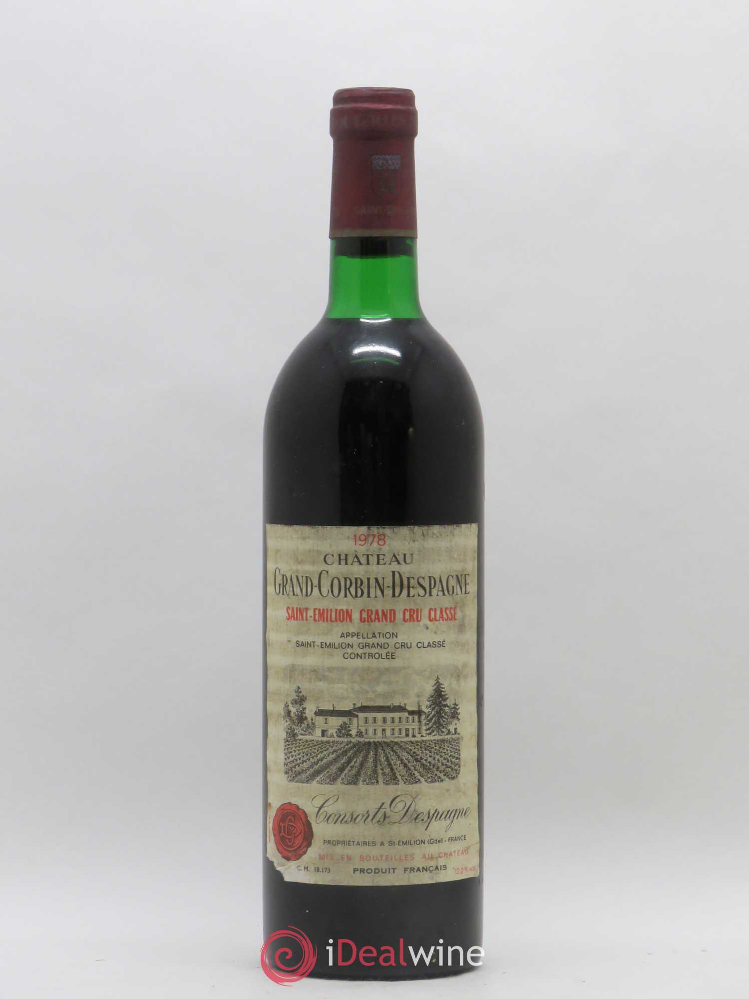Château Grand Corbin Despagne Grand Cru Classé 1978 - Lot de 1 bouteille - 0