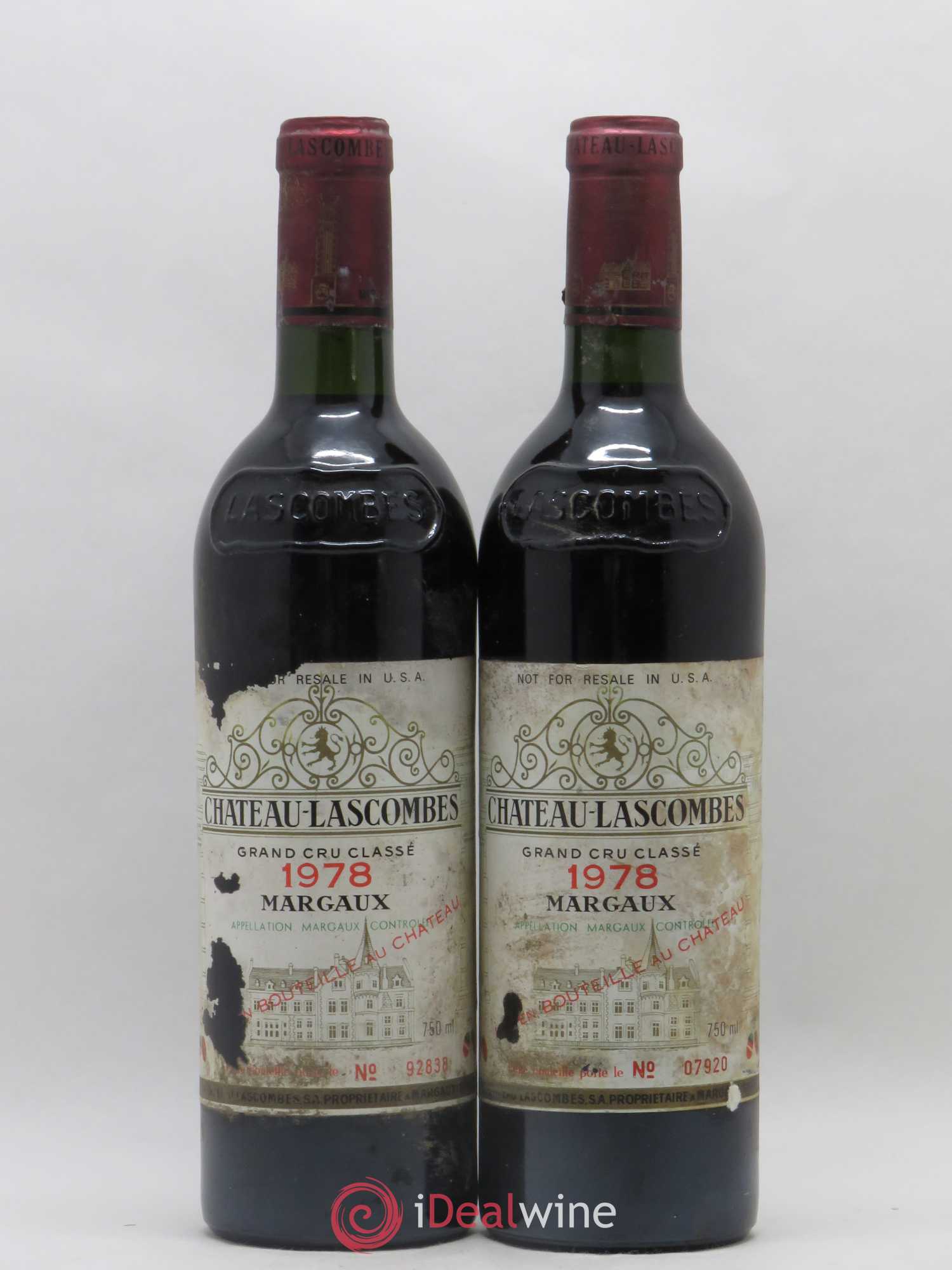 Château Lascombes 2ème Grand Cru Classé (sans prix de réserve) 1978 - Lot de 2 bouteilles - 0