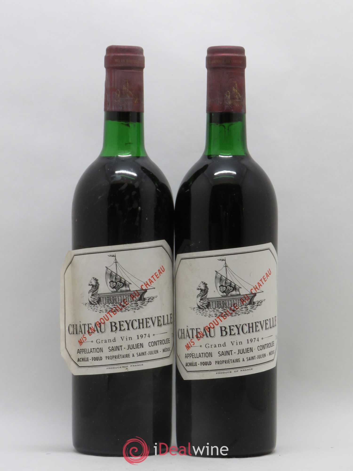 Château Beychevelle 4ème Grand Cru Classé 1974 - Lot de 2 bouteilles - 0