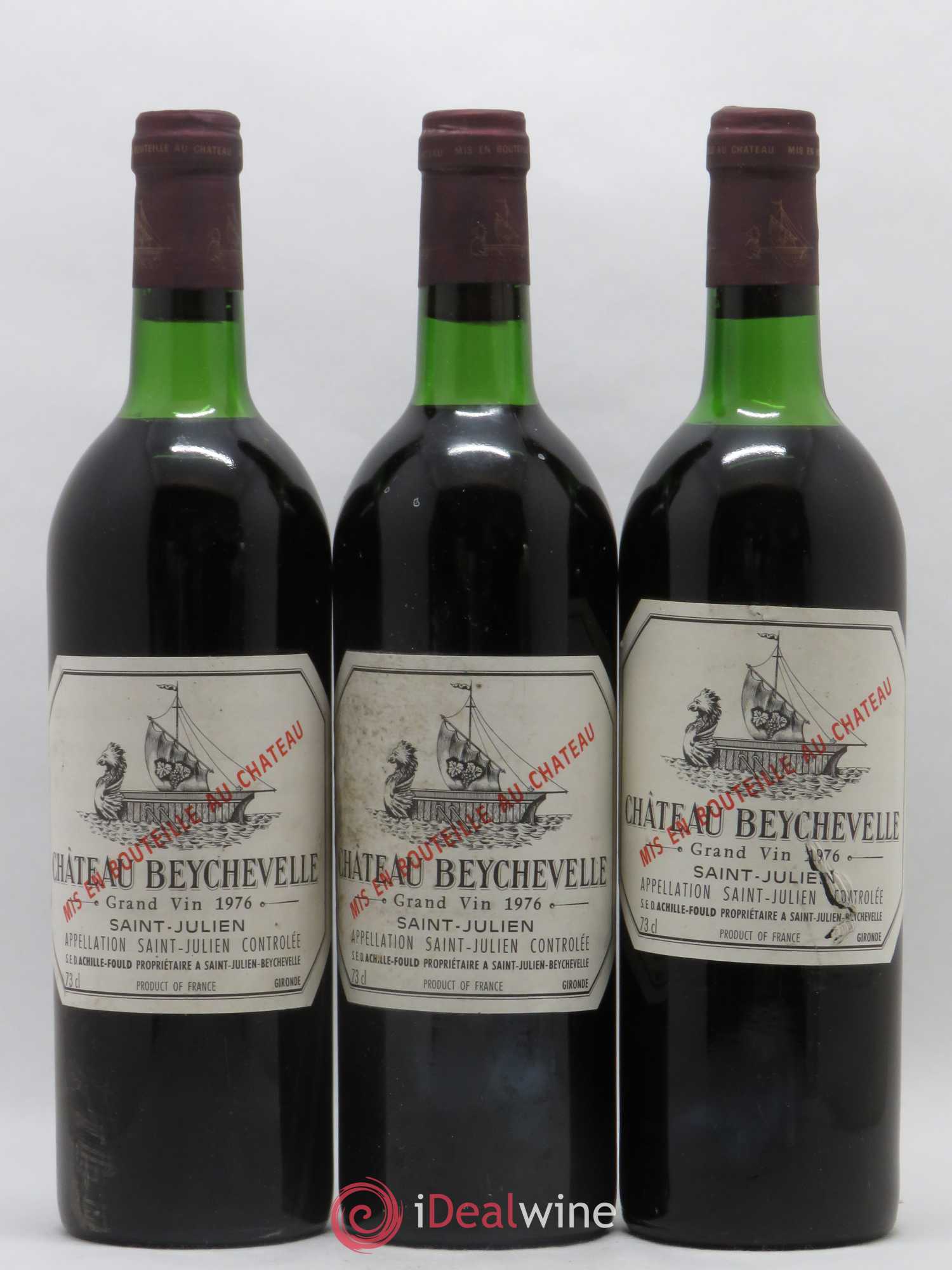 Château Beychevelle 4ème Grand Cru Classé (sans prix de réserve) 1976 - Lot de 3 bouteilles - 0