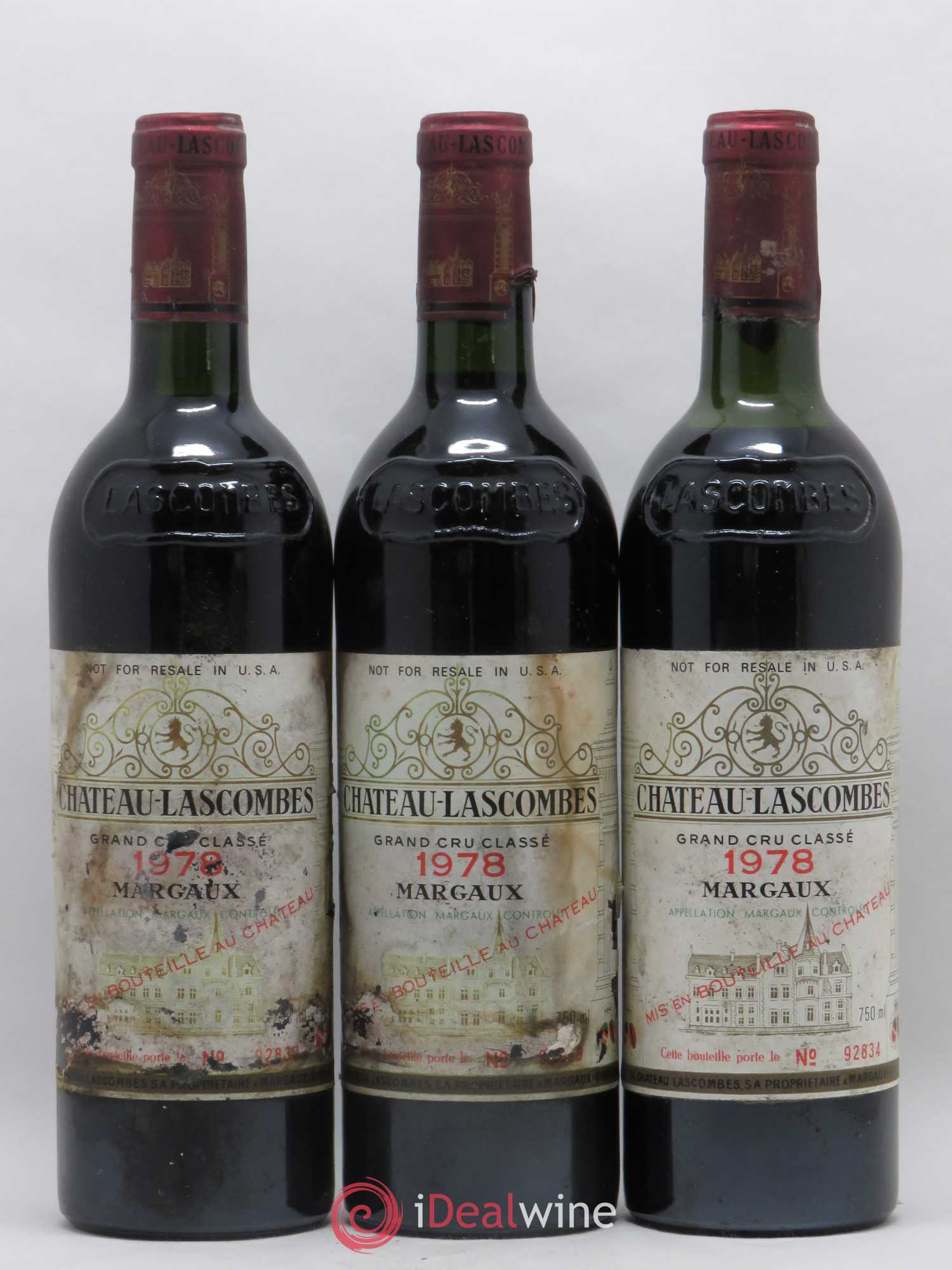 Château Lascombes 2ème Grand Cru Classé (sans prix de réserve) 1978 - Lot de 3 bouteilles - 0