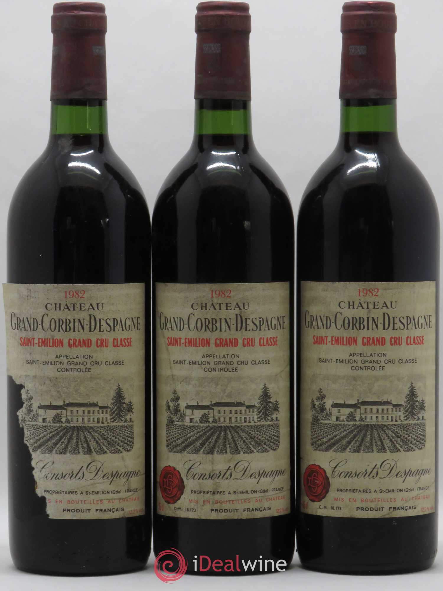 Château Grand Corbin Despagne Grand Cru Classé (sans prix de réserve) 1982 - Lot de 3 bouteilles - 0