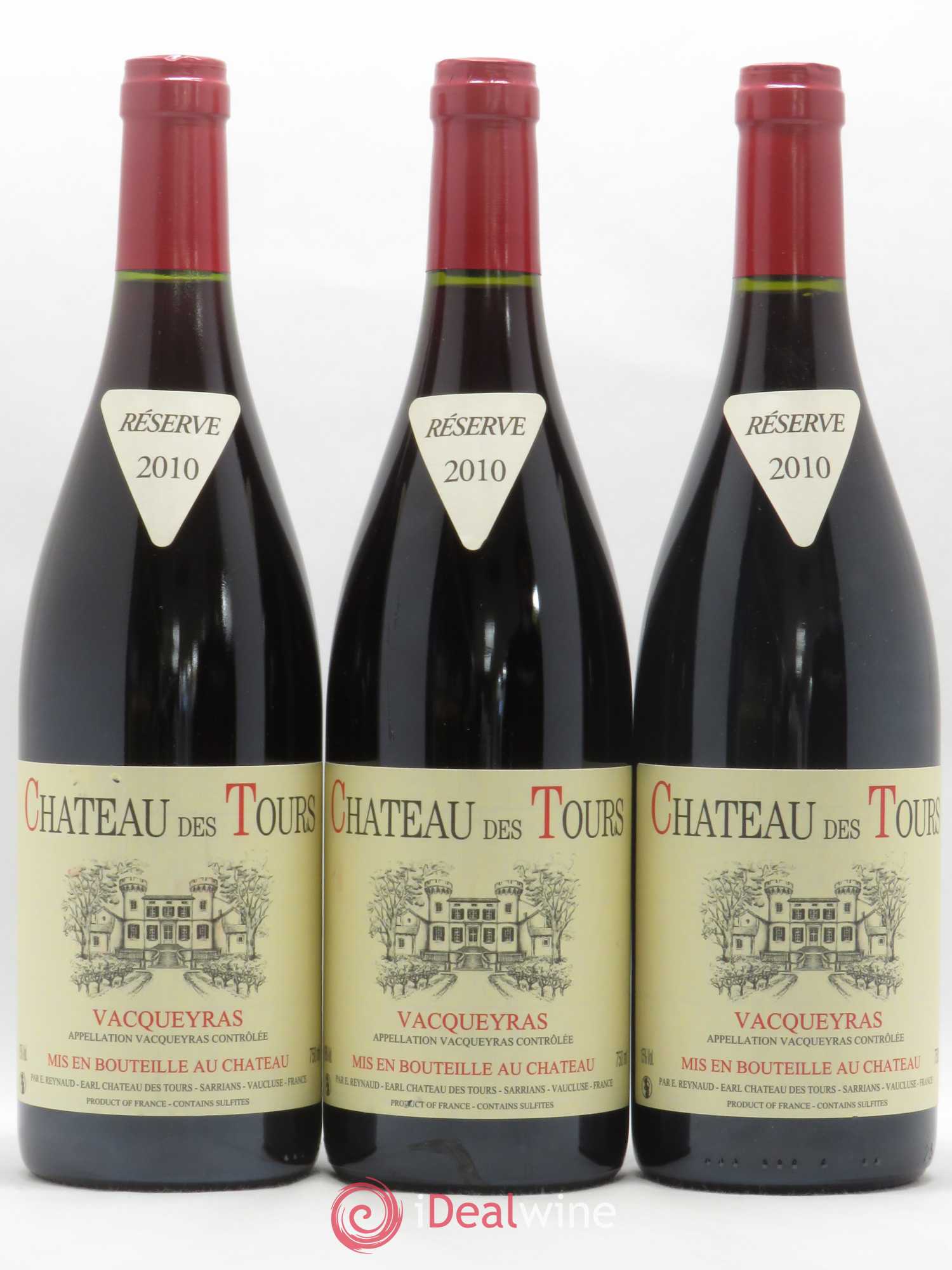 Vacqueyras Château des Tours Emmanuel Reynaud 2010 - Lot de 3 bouteilles - 0