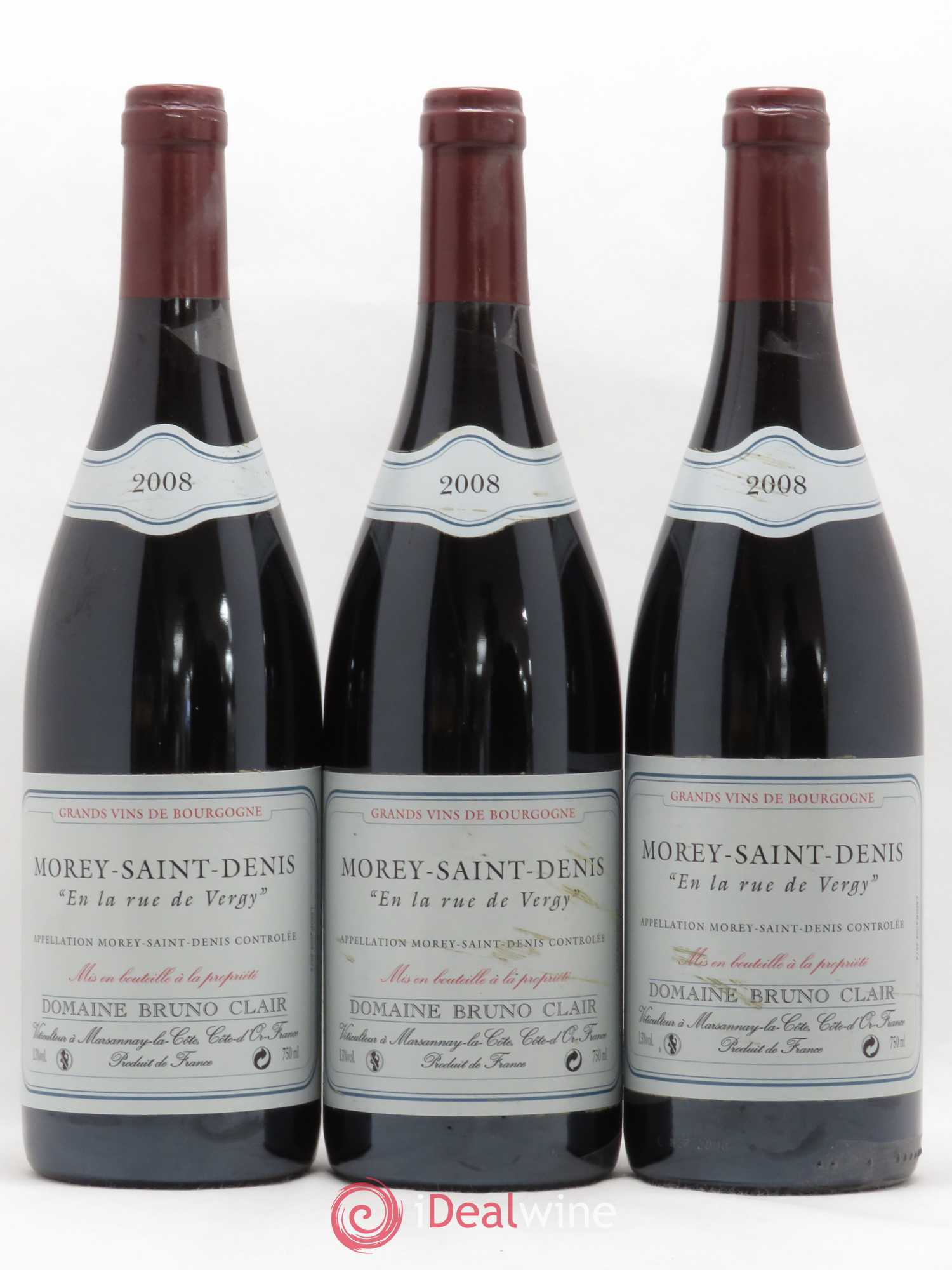 Morey-Saint-Denis En la Rue de Vergy Bruno Clair (Domaine) 2008 - Lot de 3 bouteilles - 0