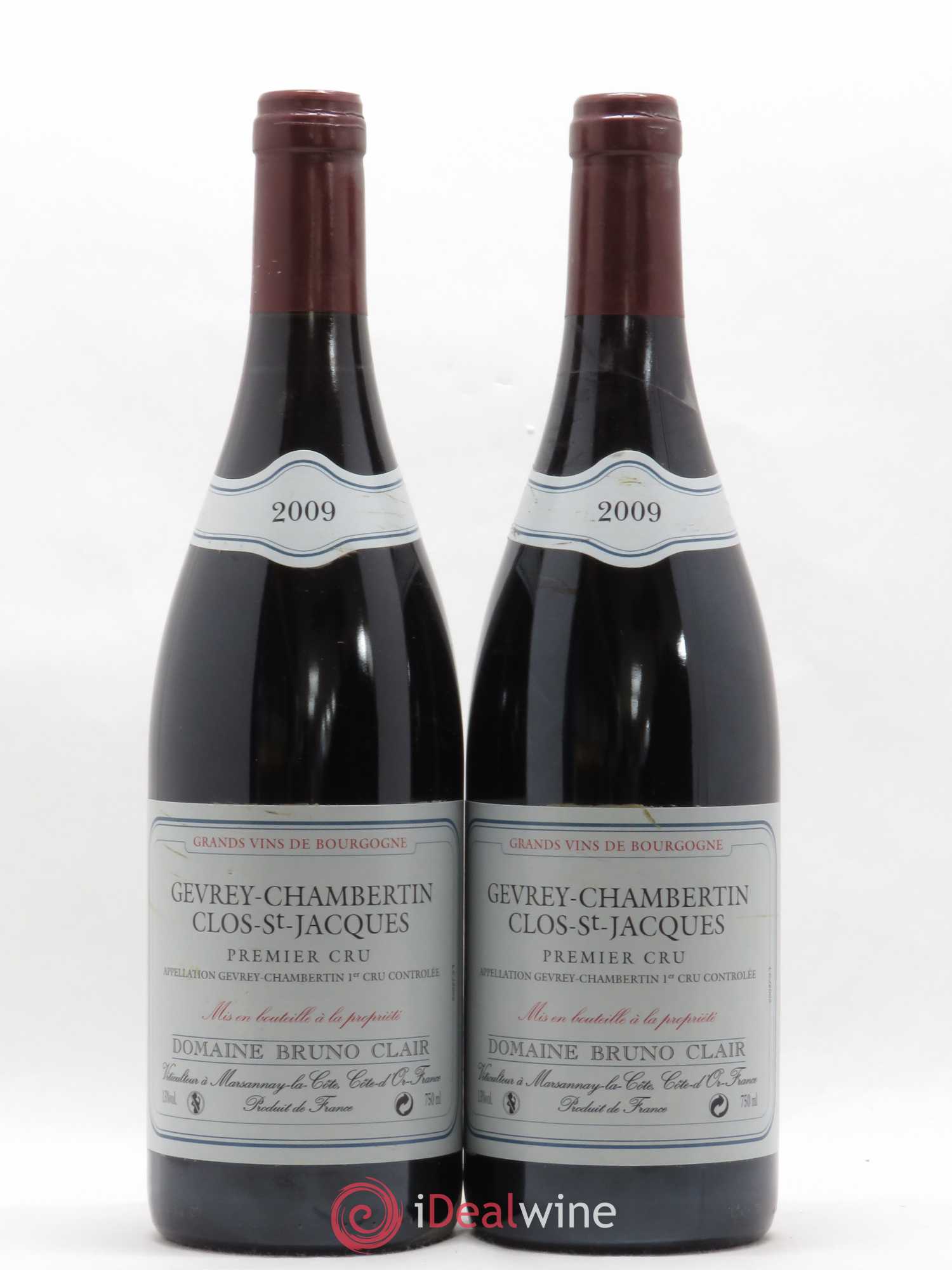 Gevrey-Chambertin 1er Cru Clos Saint-Jacques Bruno Clair (Domaine) 2009 - Lot de 2 bouteilles - 0