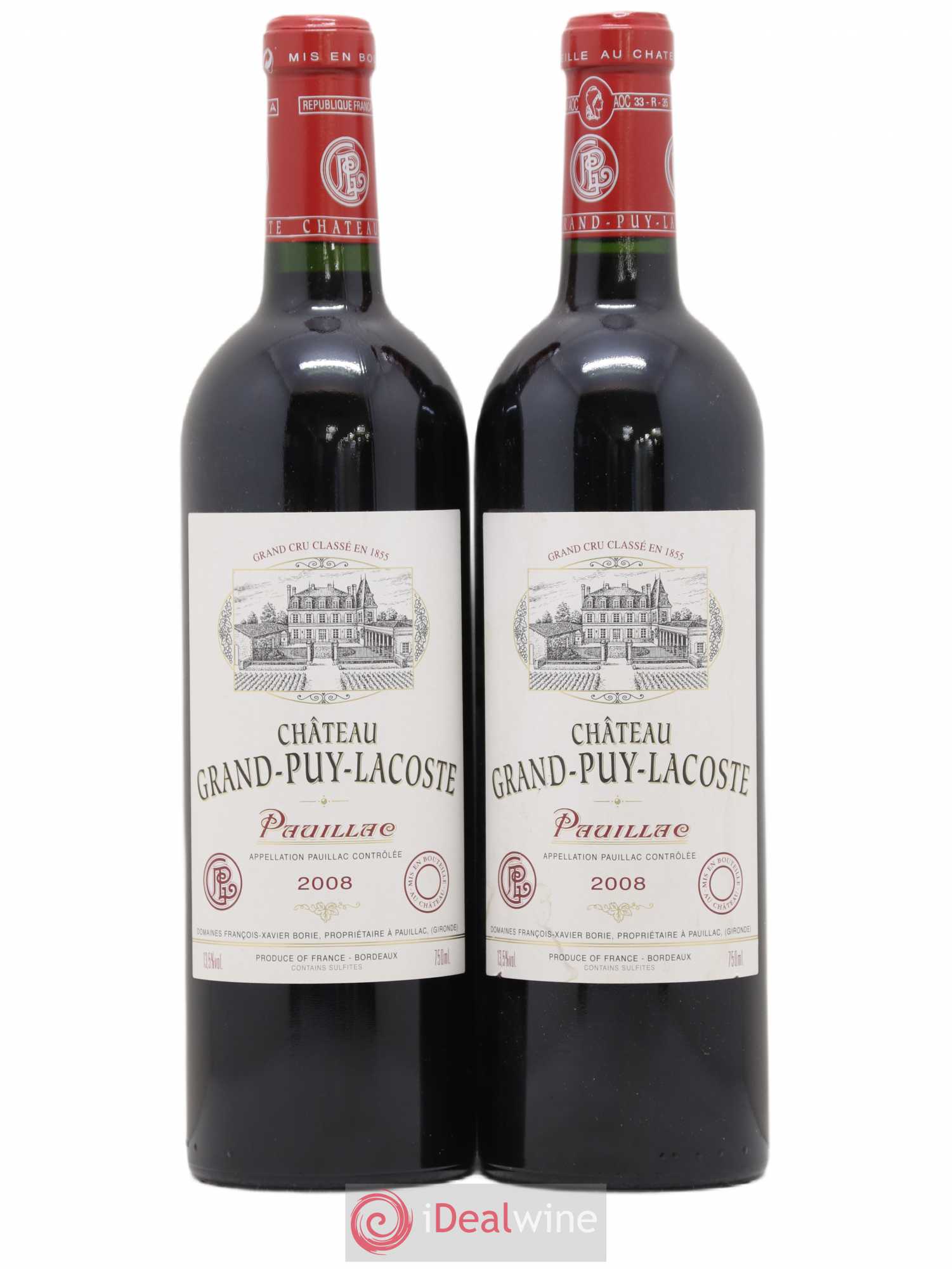 Château Grand Puy Lacoste 5ème Grand Cru Classé 2008 - Lot de 2 bouteilles - 0