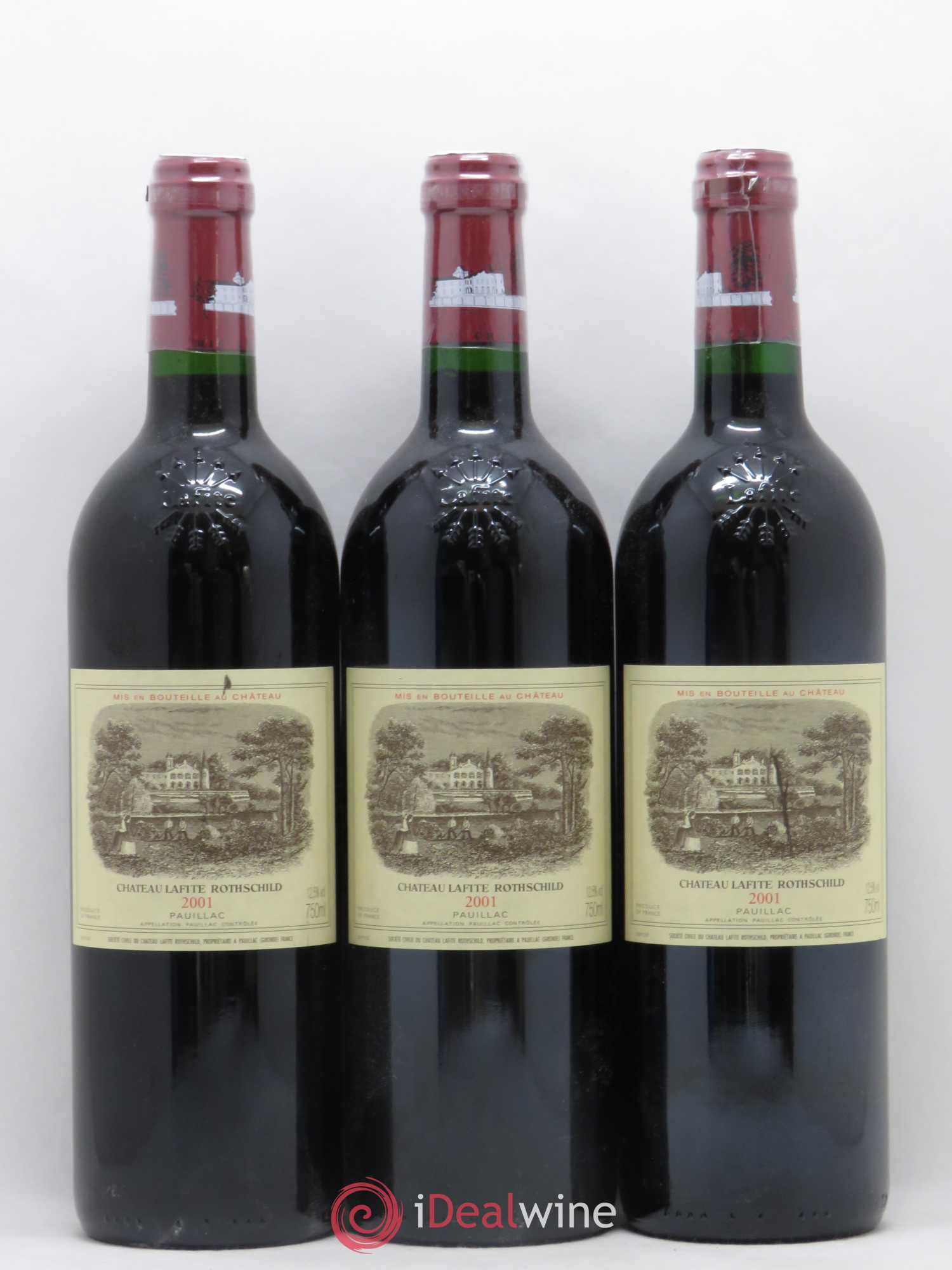 Château Lafite Rothschild 1er Grand Cru Classé 2001 - Lot de 3 bouteilles - 0