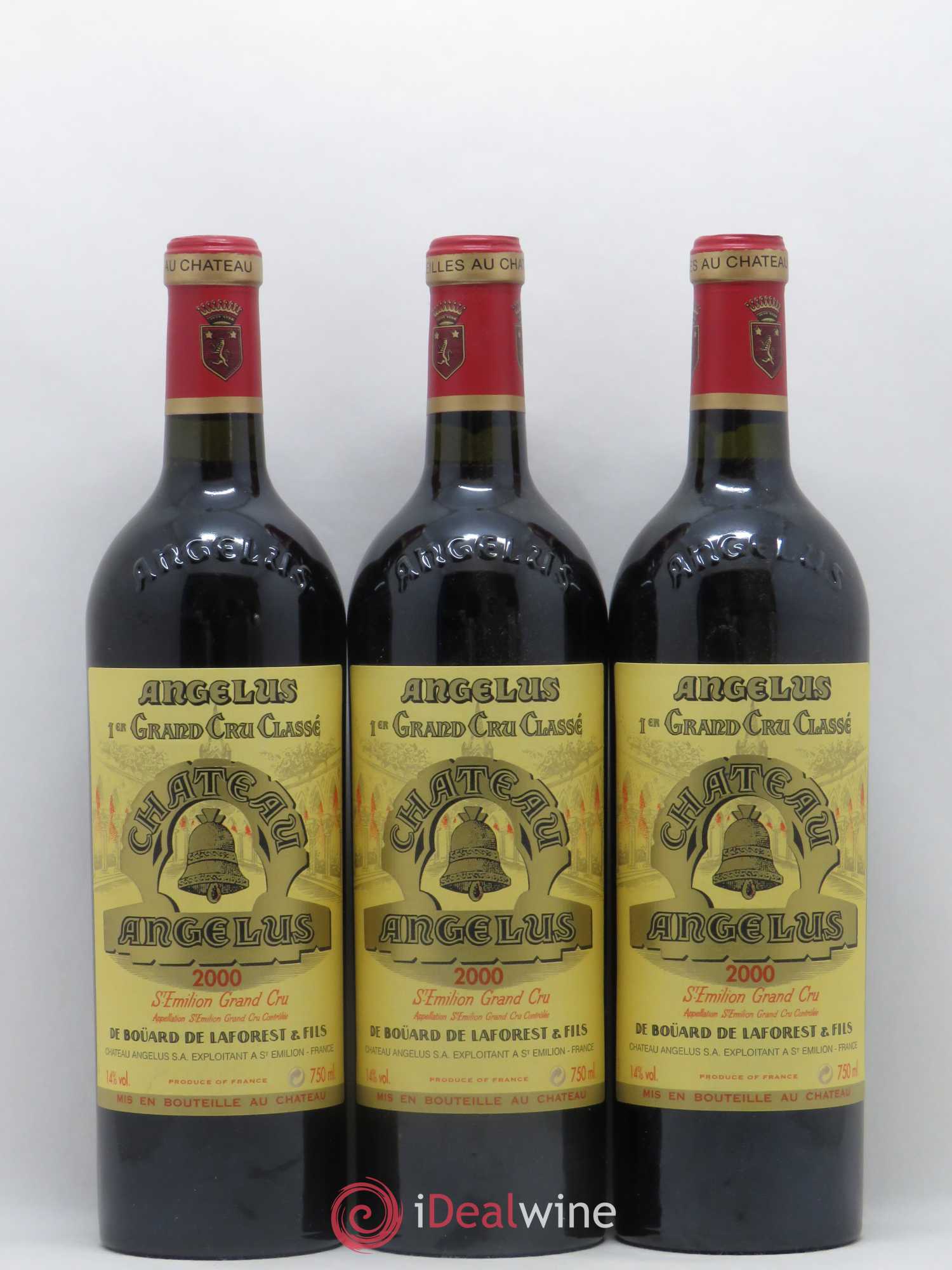 Château Angélus 1er Grand Cru Classé A 2000 - Lot de 3 bouteilles - 0