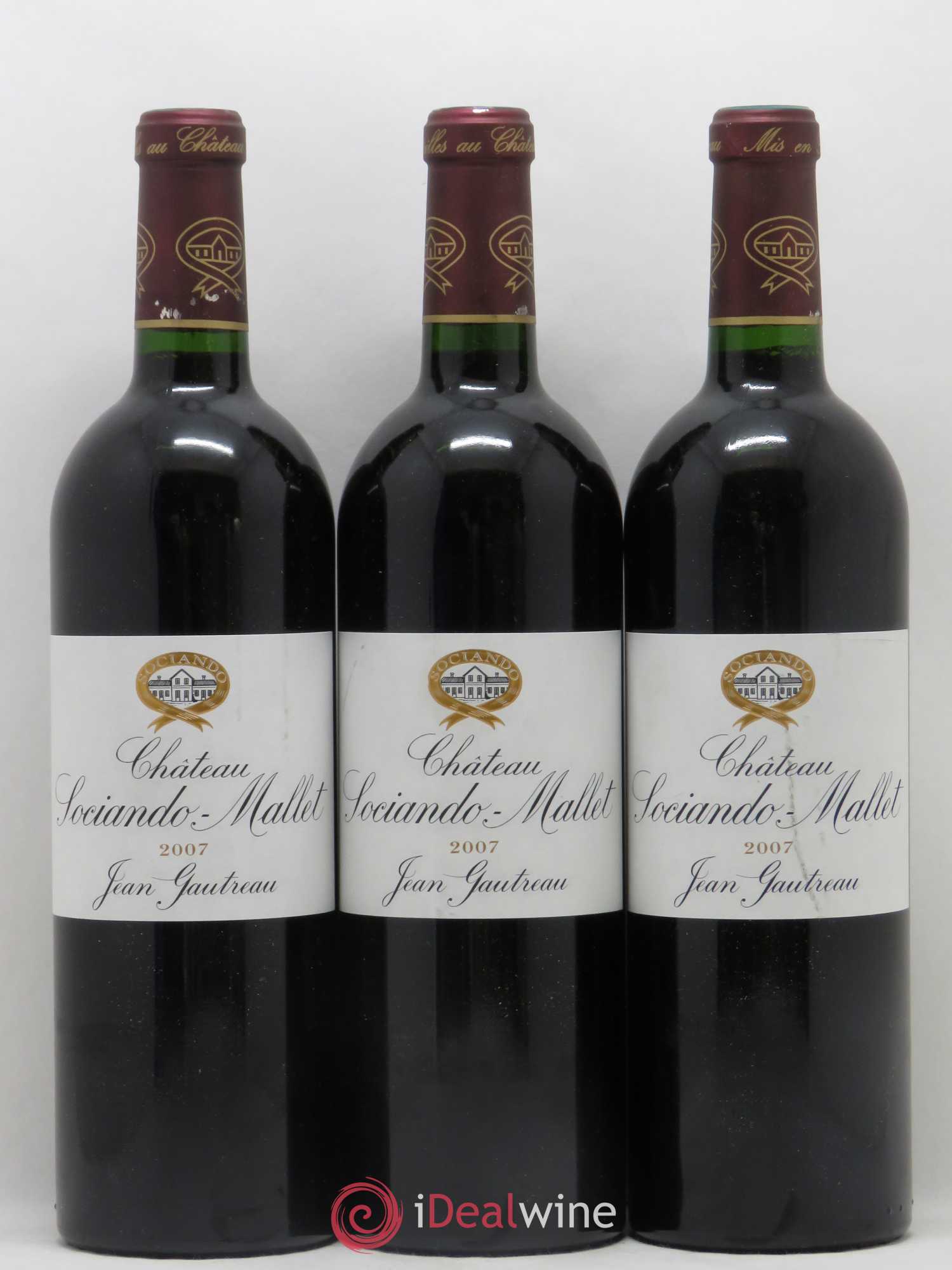 Château Sociando Mallet 2007 - Lot de 3 bouteilles - 0