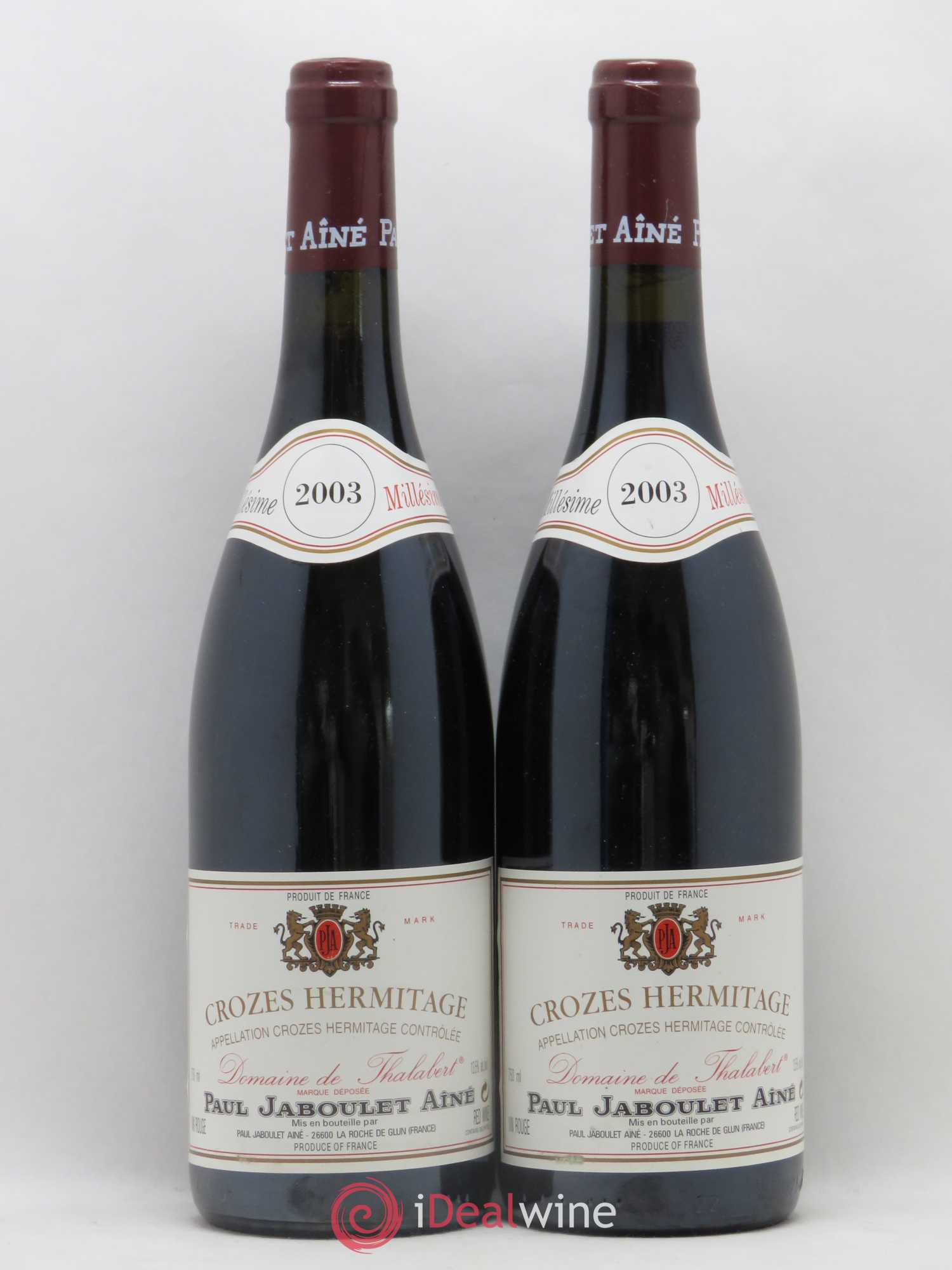 Crozes-Hermitage Domaine de Thalabert Paul Jaboulet Ainé 2003 - Lot de 2 bouteilles - 0