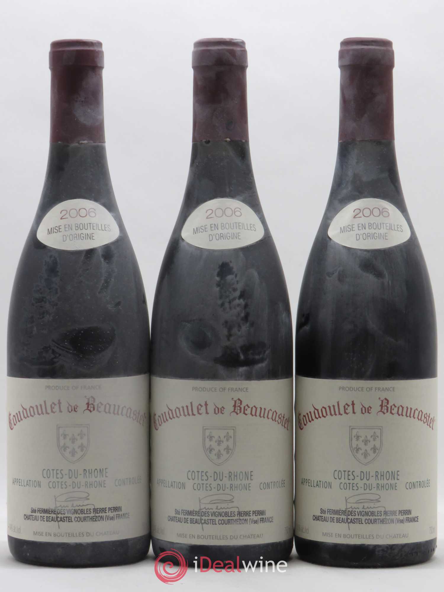 Côtes-du-Rhône Coudoulet de Beaucastel Famille Perrin 2006 - Lot de 3 bouteilles - 0