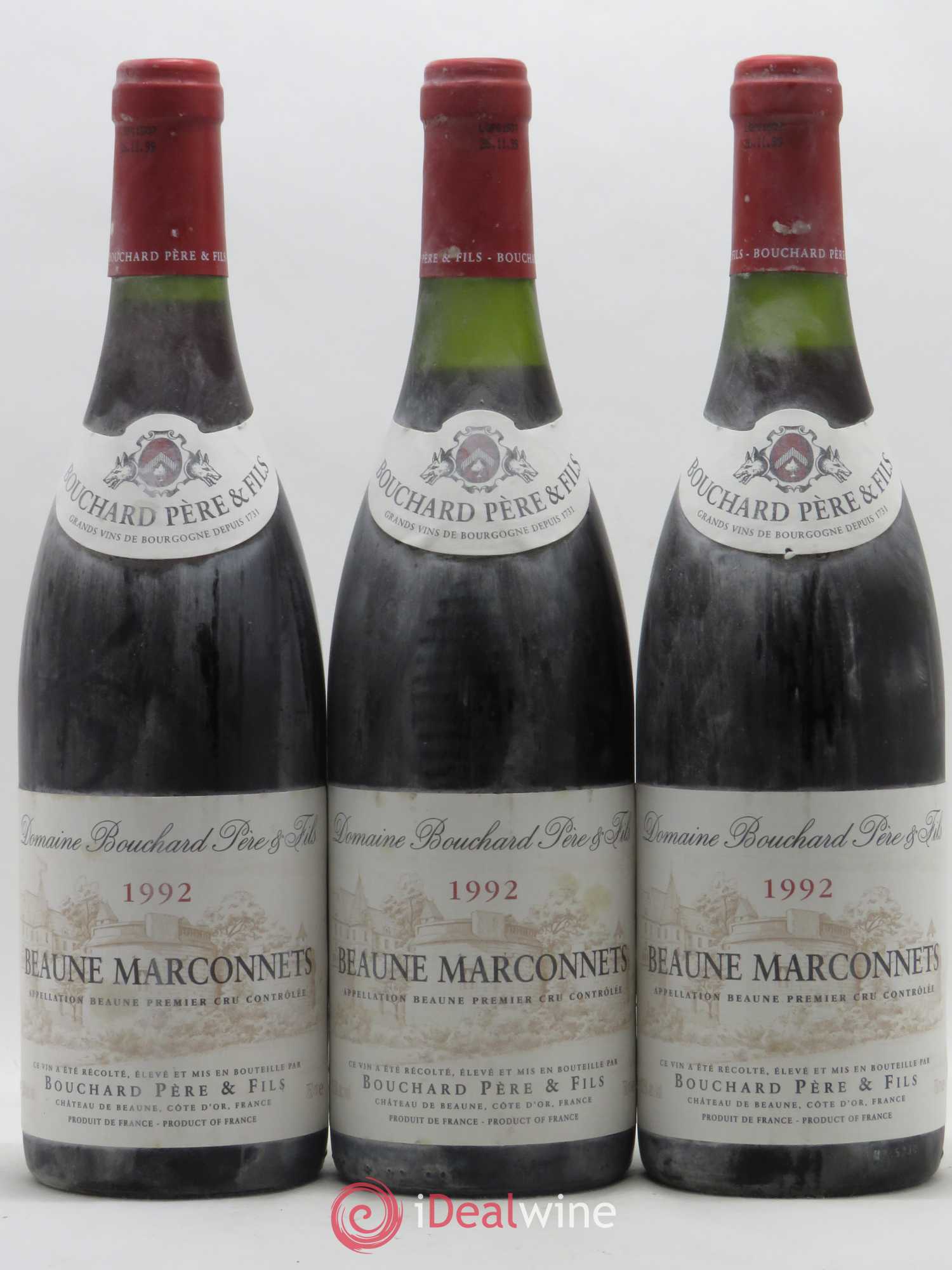 Beaune 1er Cru Marconnets Bouchard Père & Fils 1992 - Lot de 3 bouteilles - 0