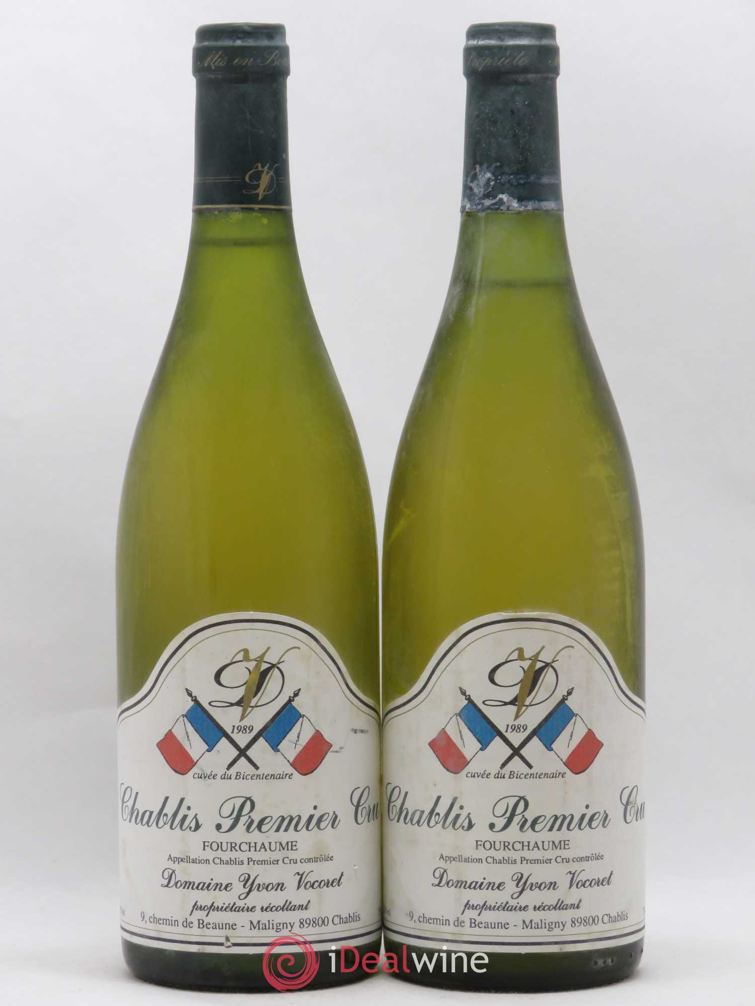 Chablis 1er Cru Les Fourchaumes Cuvee du Bicentenaire Yvon Vocoret 1989 - Posten von 2 Flaschen - 0